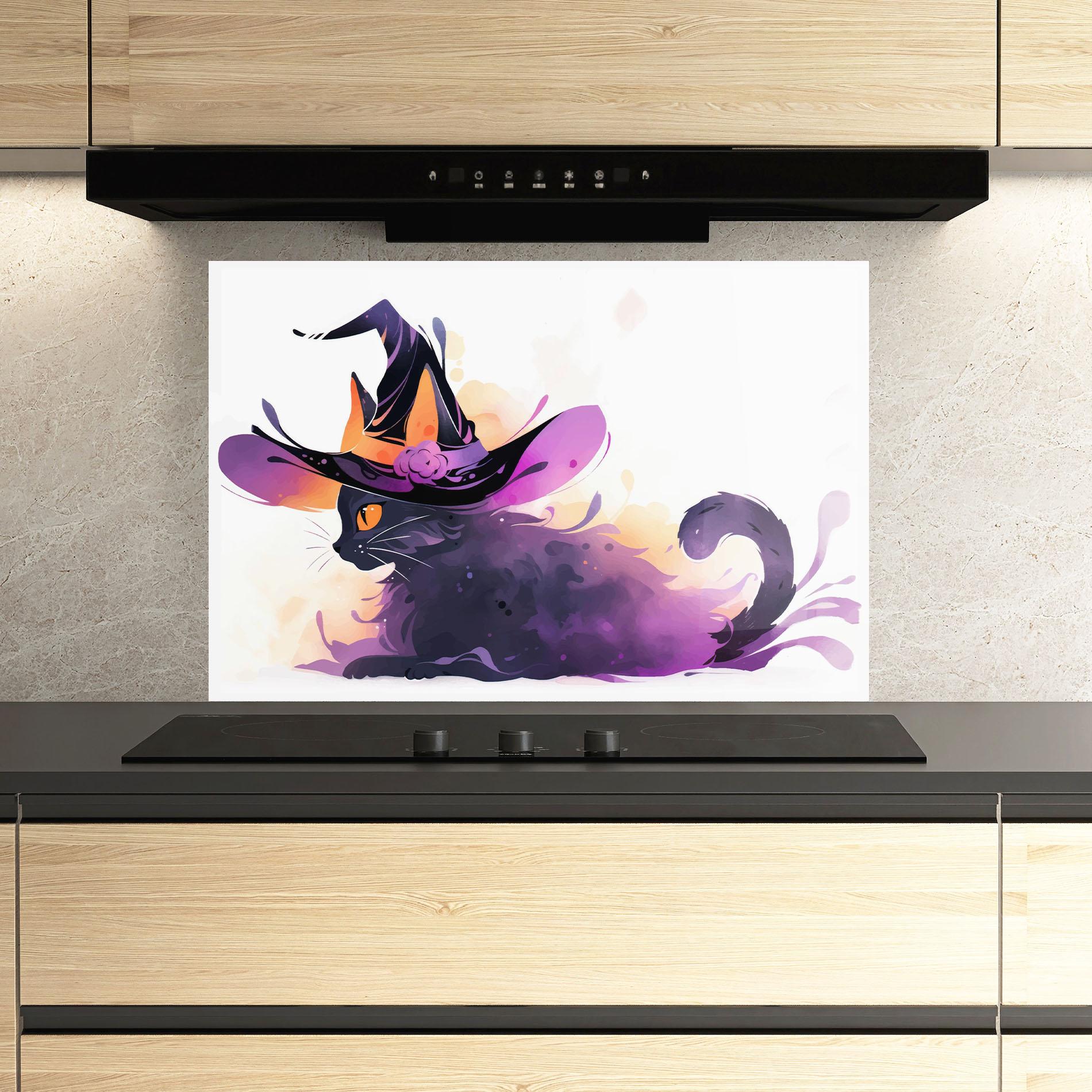Küchenrückwand Glas Cat Witch mockup 3