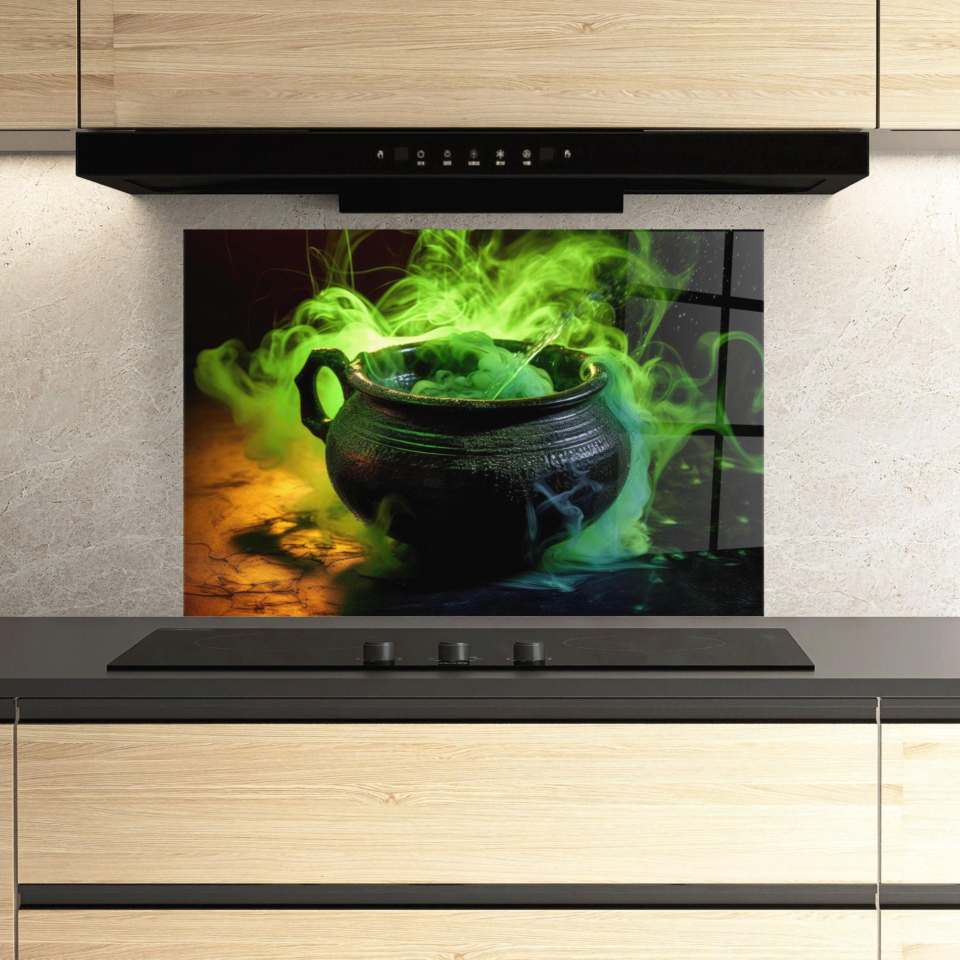 Küchenrückwand Glas Green Portion mockup 3