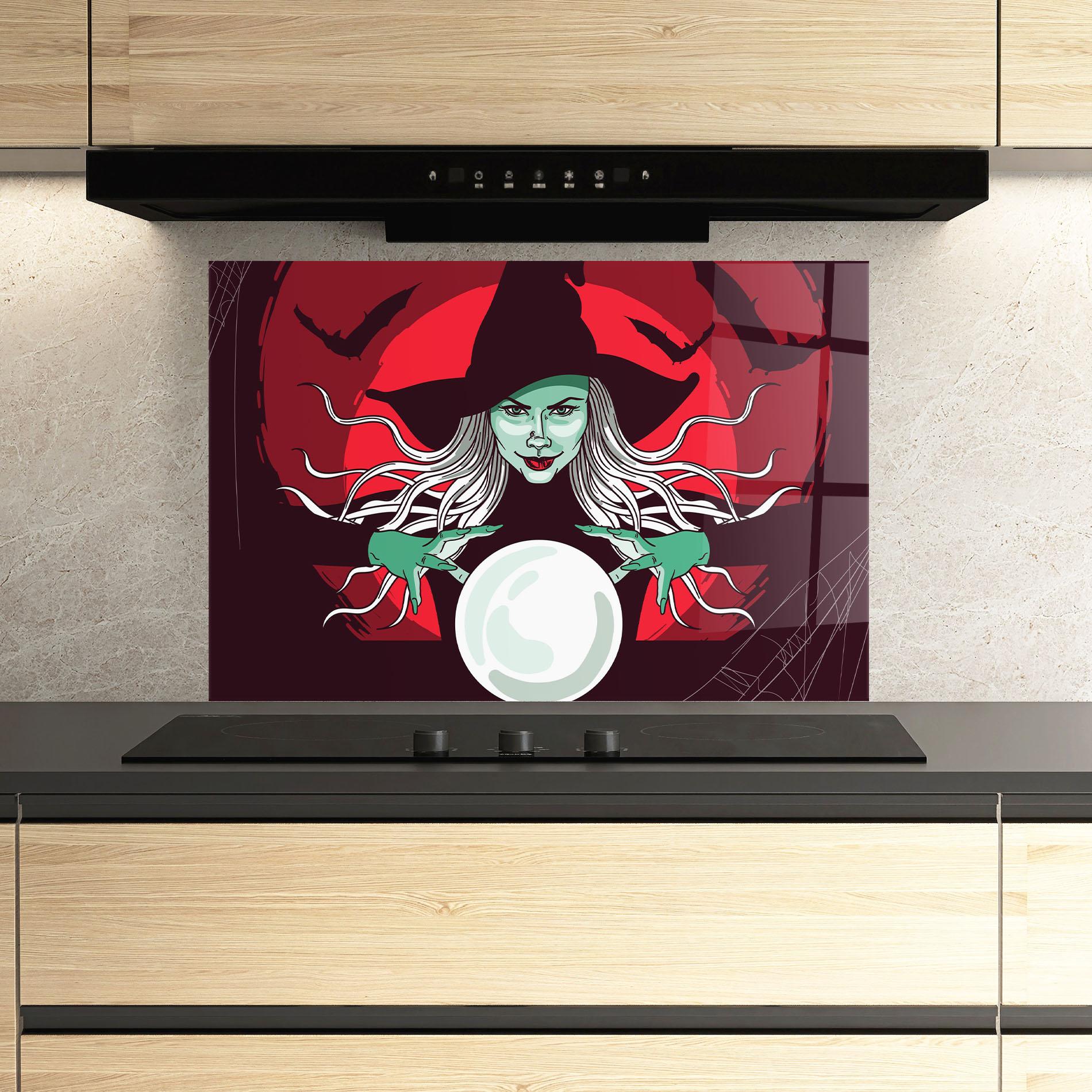 Küchenrückwand Glas Green Witch mockup 3