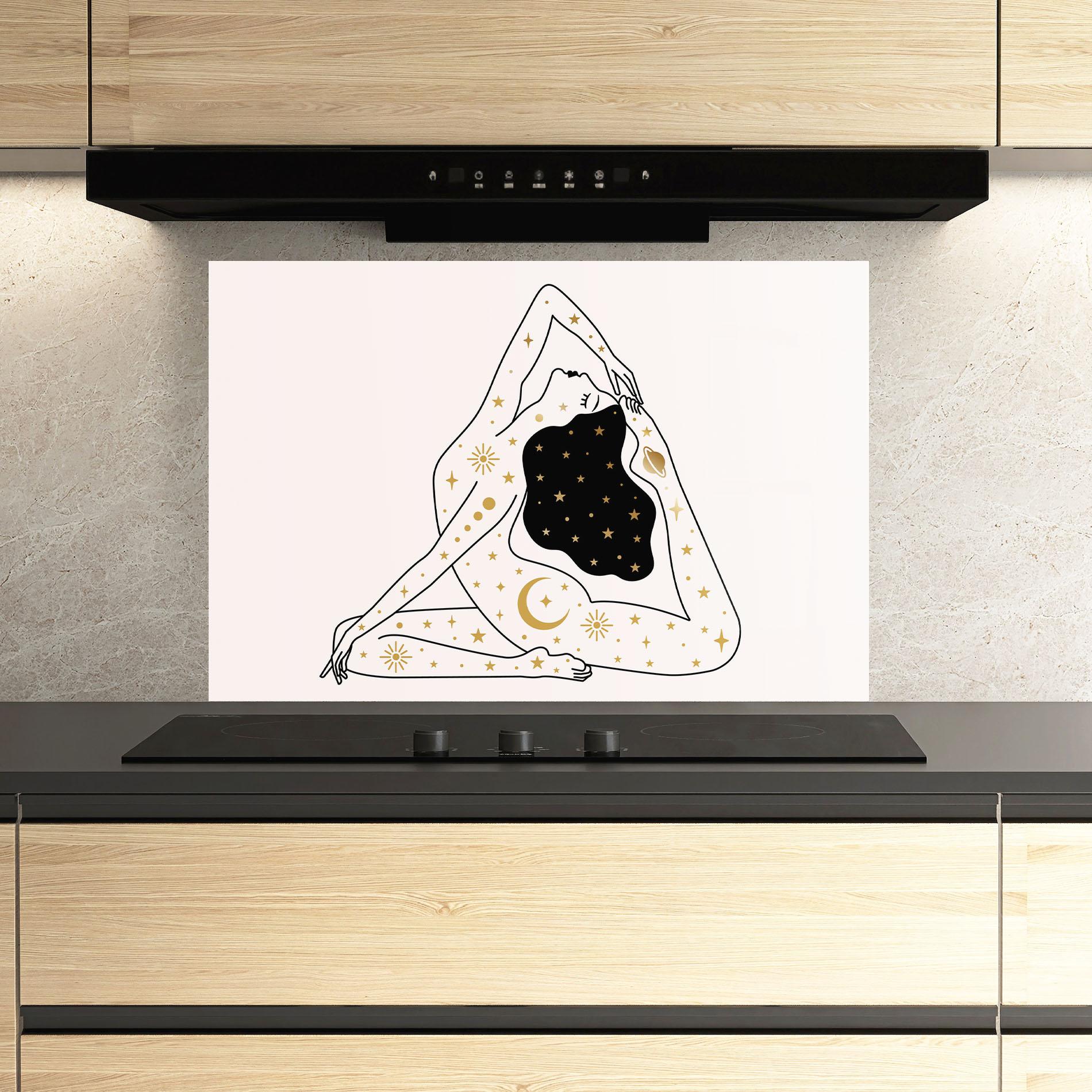 Küchenrückwand Glas Stars Witch mockup 3