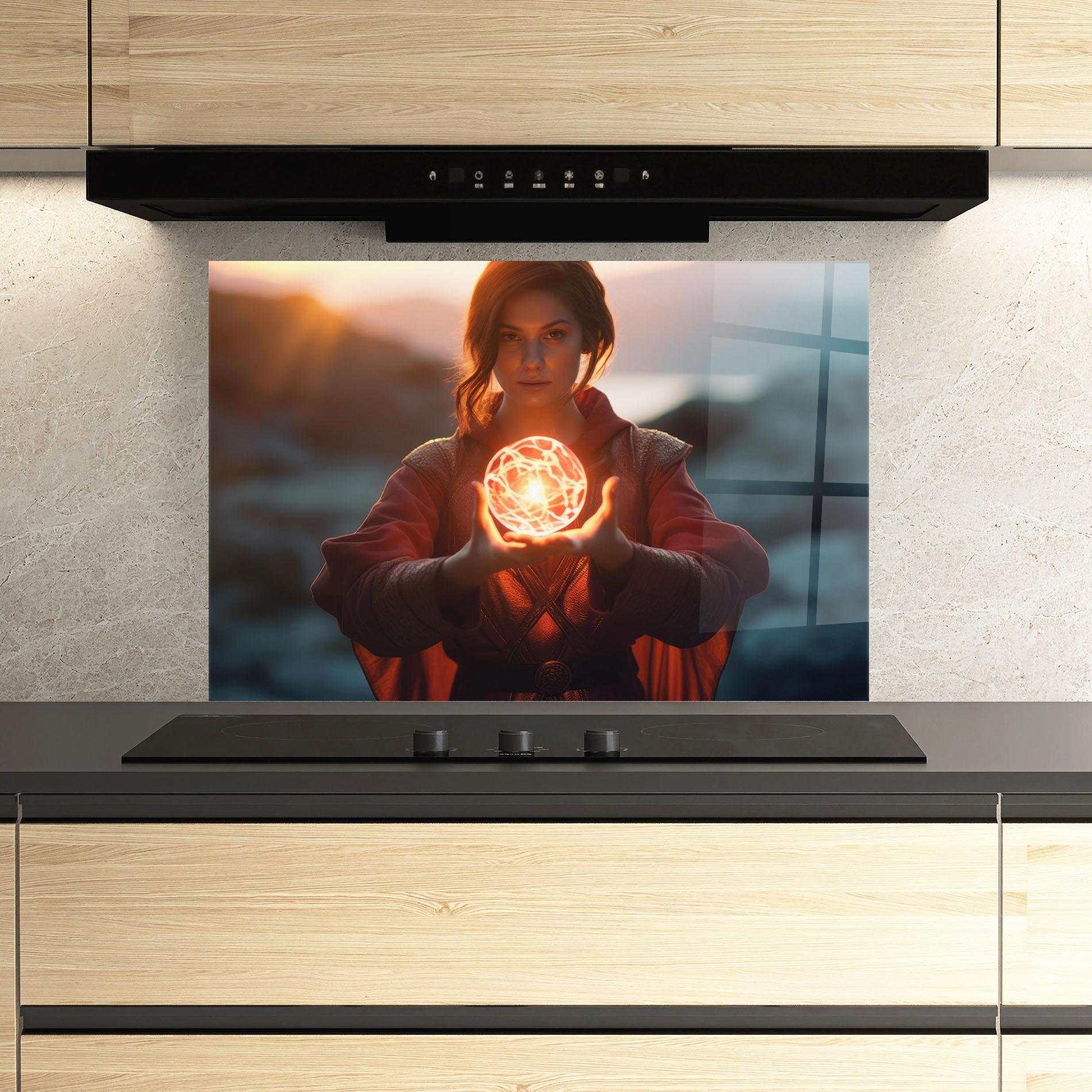 Küchenrückwand Glas Witch Ball mockup 3