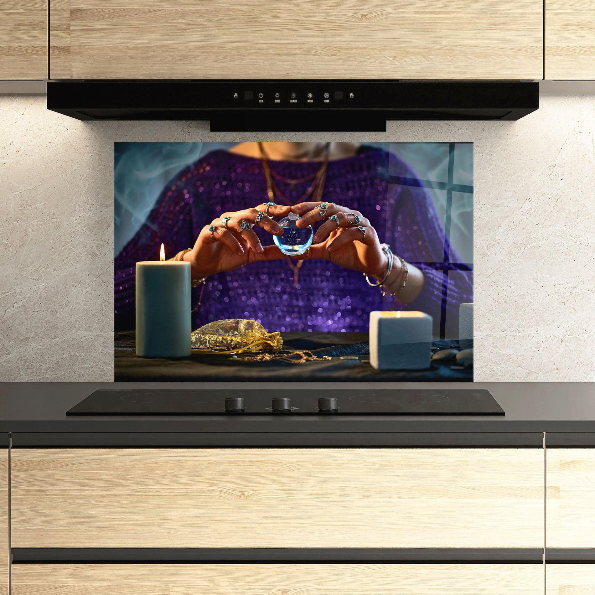 Küchenrückwand Glas Witch Magic mockup 3