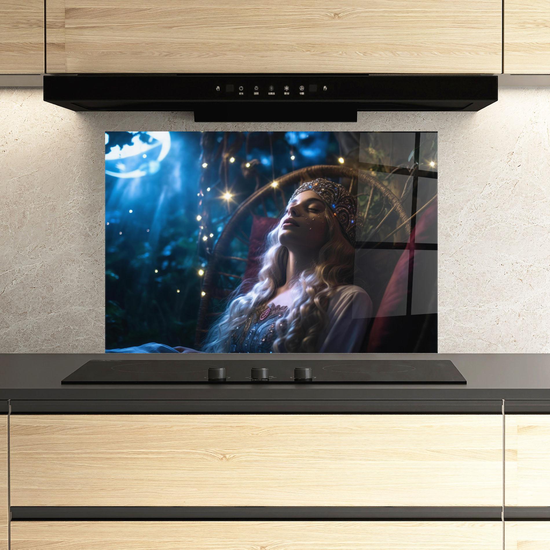 Küchenrückwand Glas Witch Sleeping mockup 3