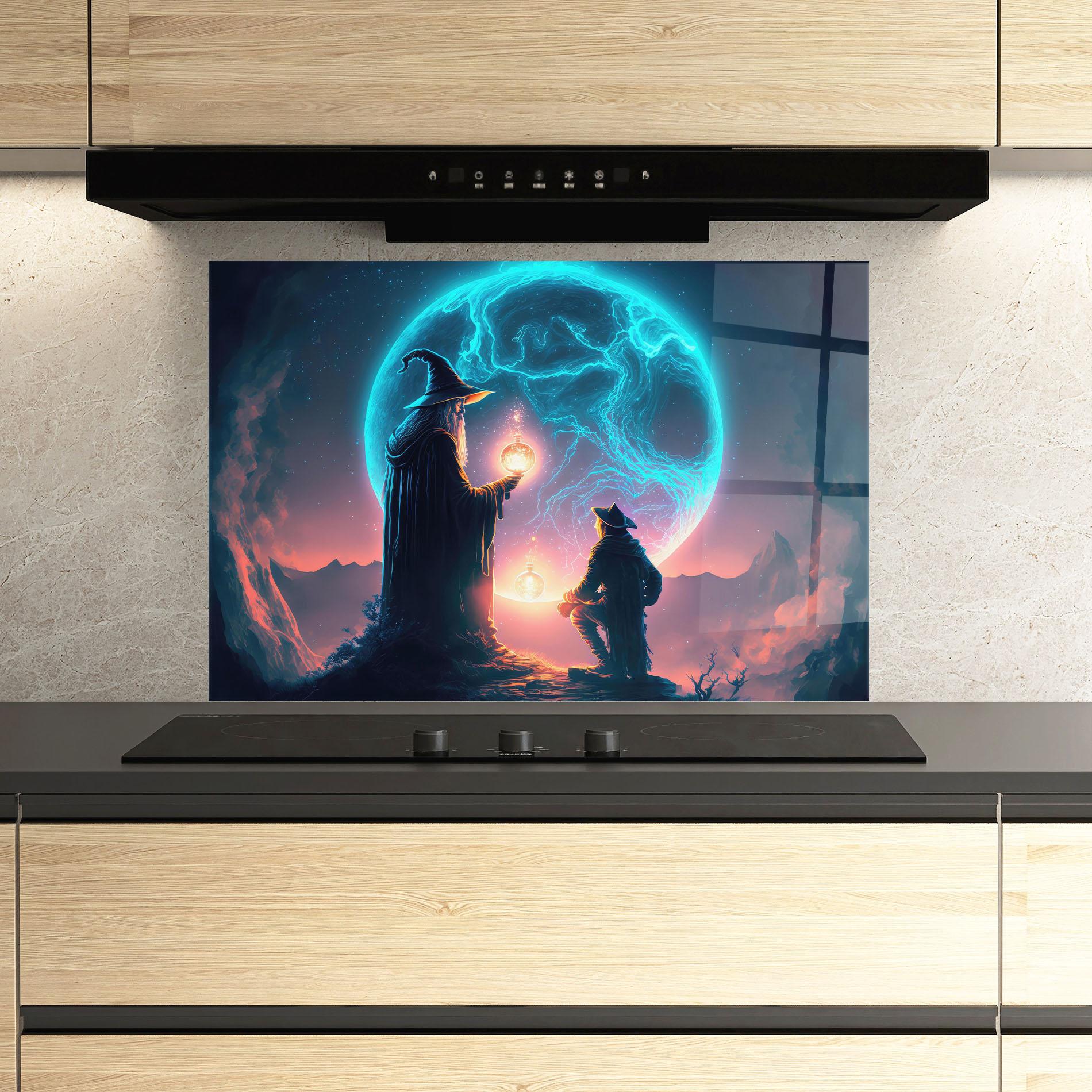 Küchenrückwand Glas Wizard Magic mockup 3