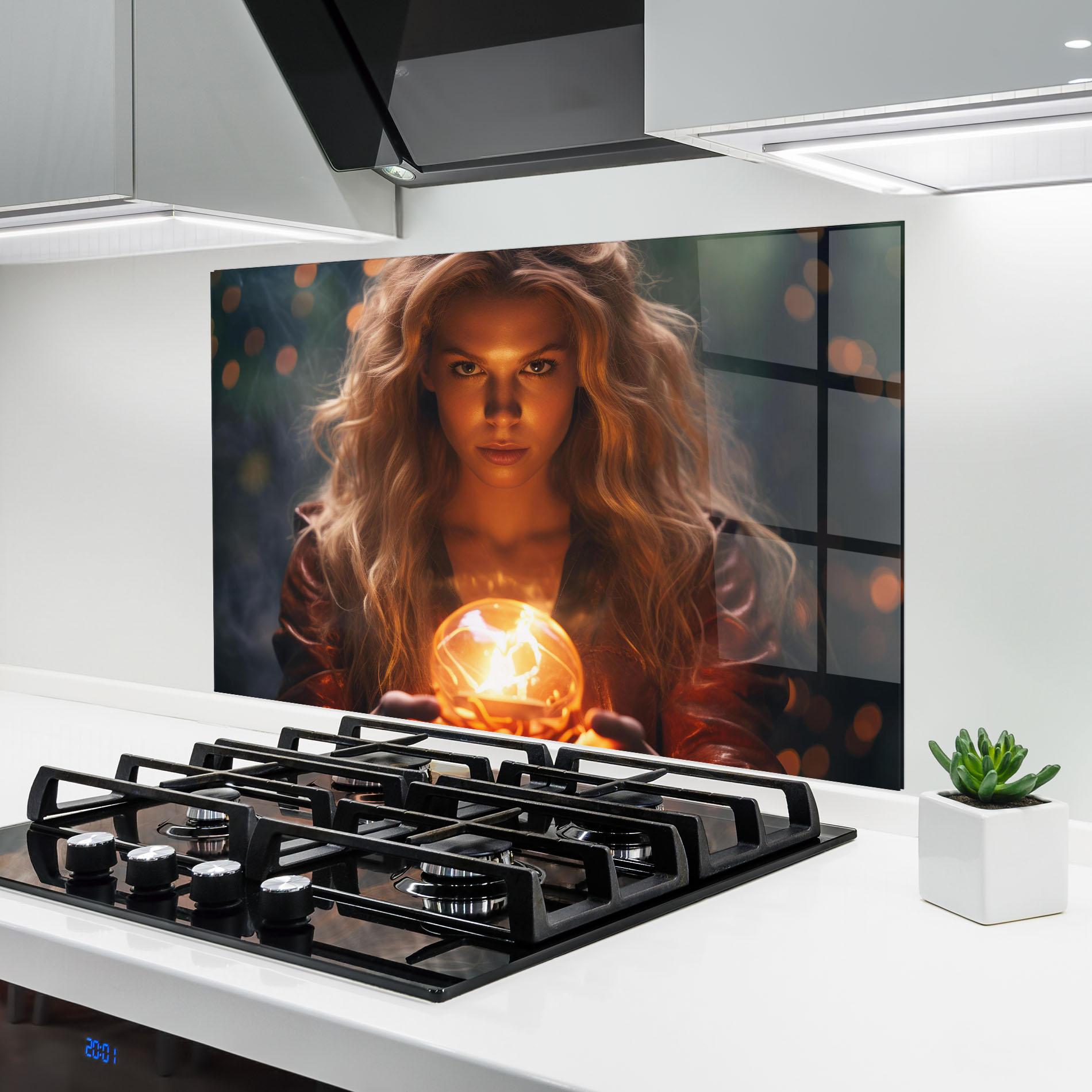 Küchenrückwand Glas Beautiful Woman Witch mockup 6