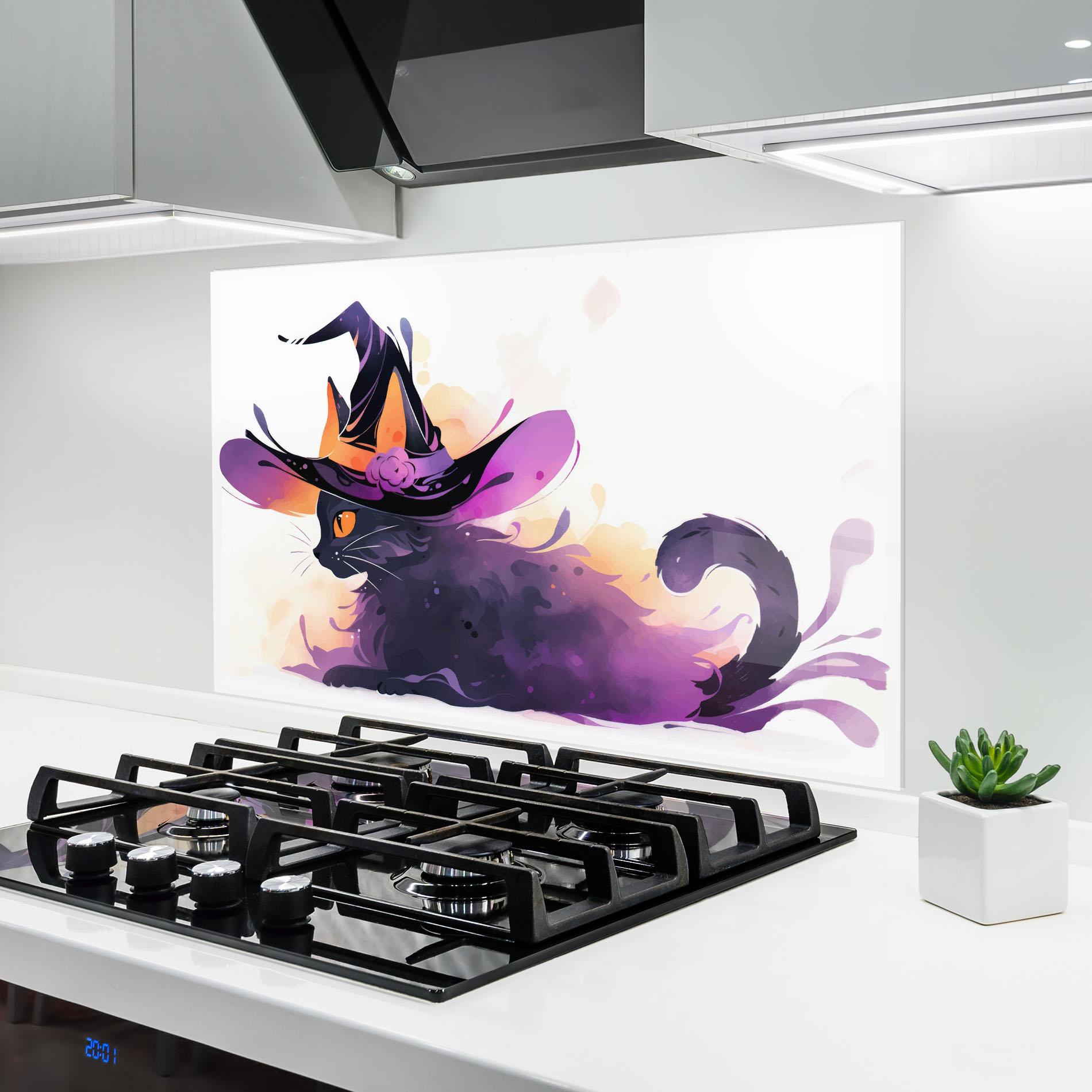 Küchenrückwand Glas Cat Witch mockup 6