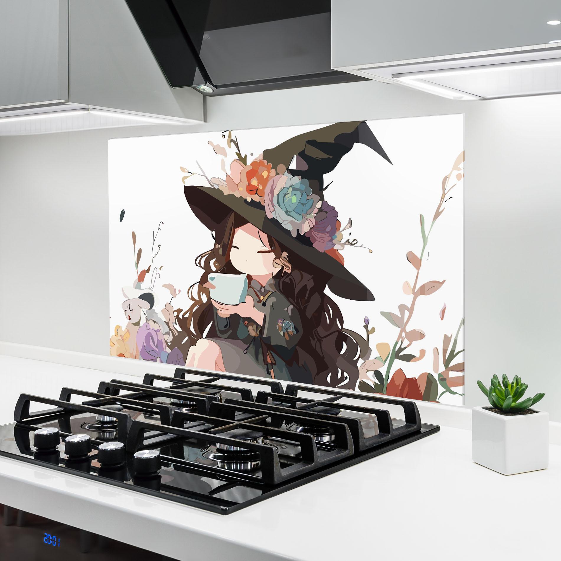 Küchenrückwand Glas Cute Witch mockup 6