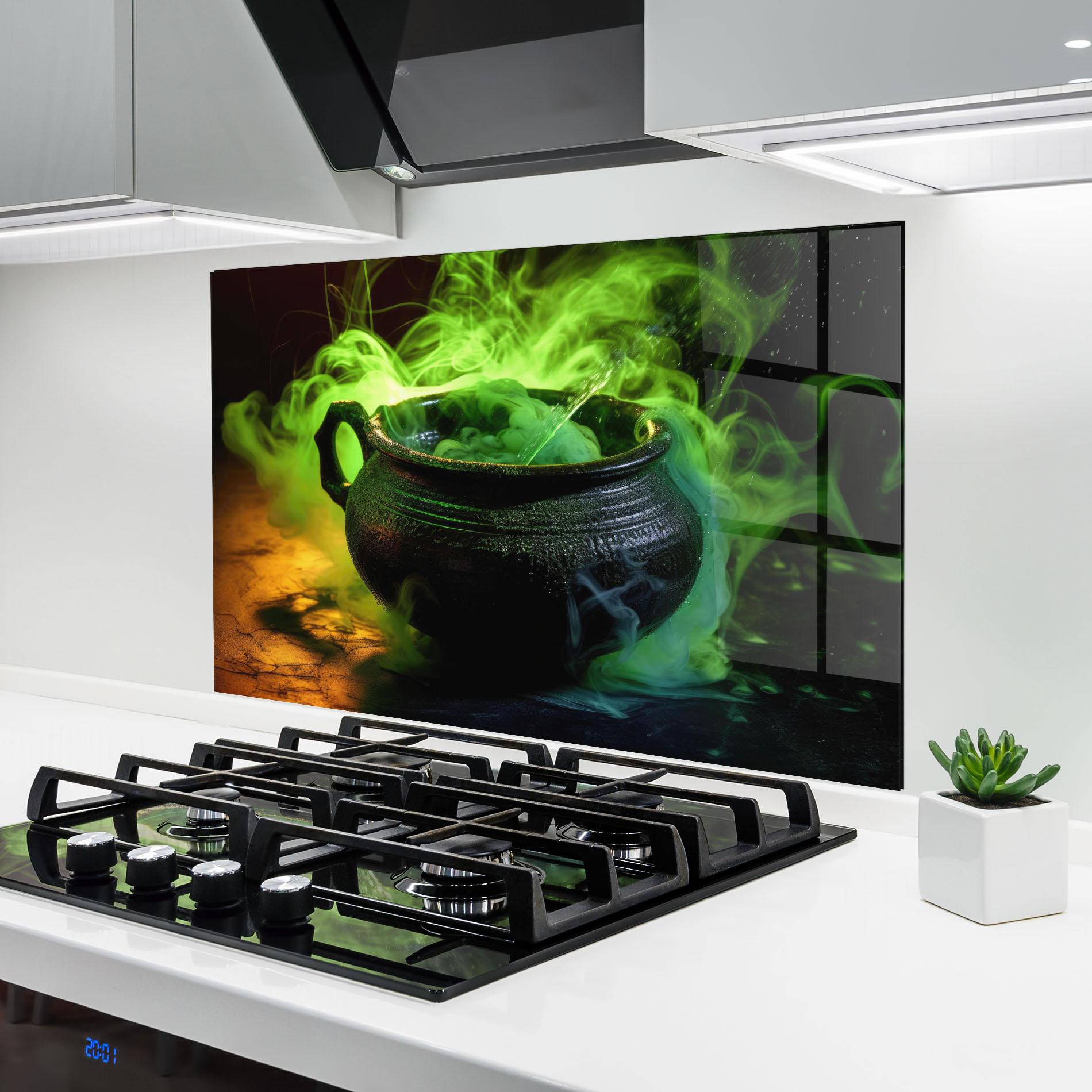 Küchenrückwand Glas Green Portion mockup 6