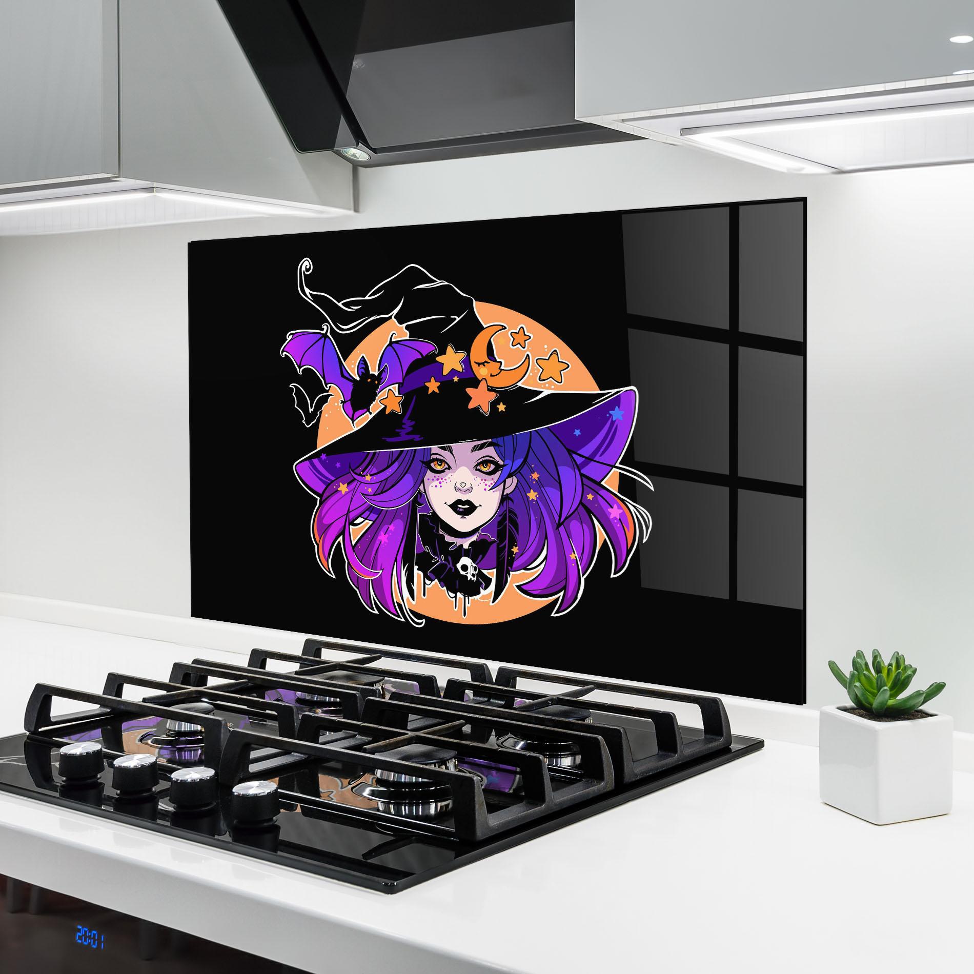 Küchenrückwand Glas Purple Witch mockup 6