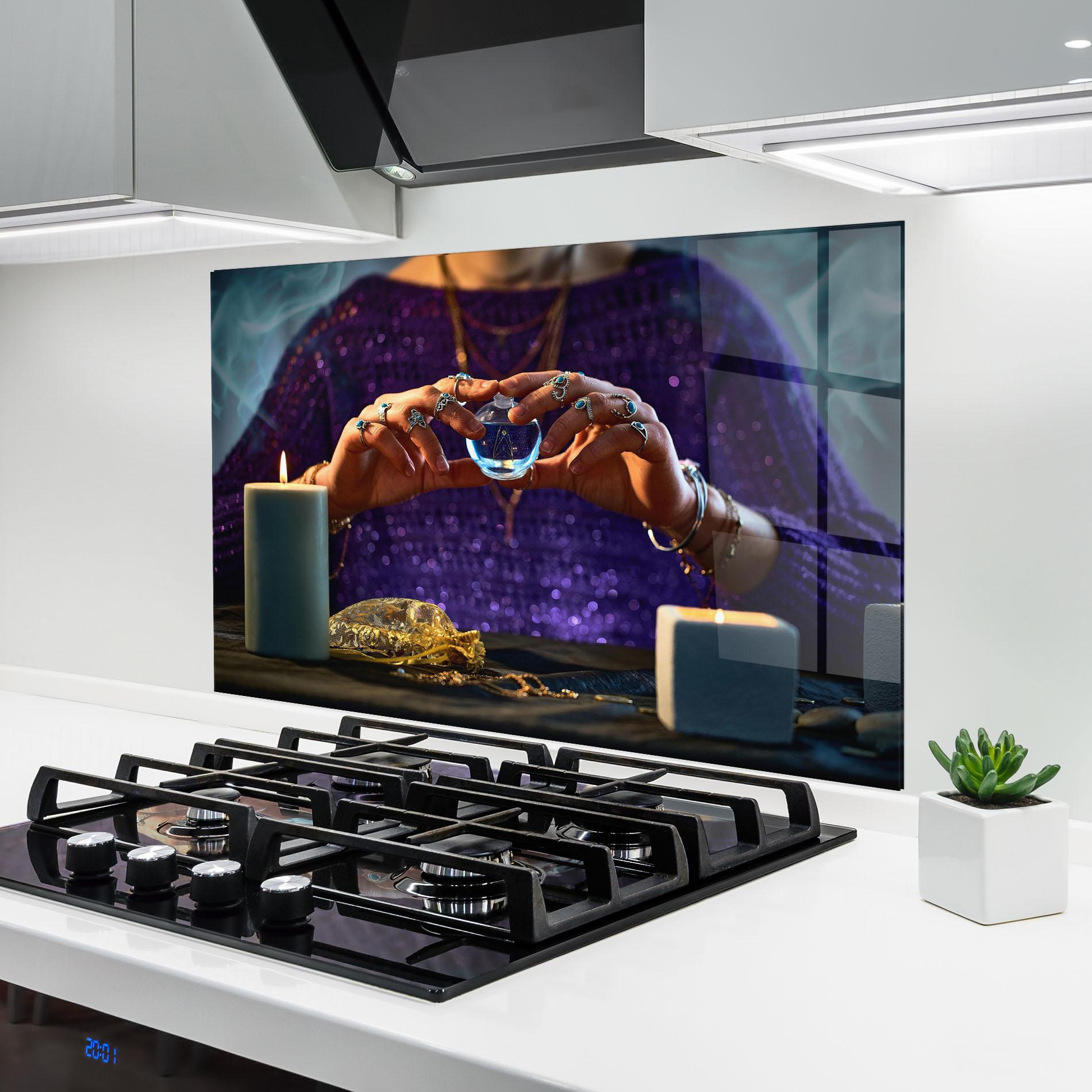 Küchenrückwand Glas Witch Magic mockup 6