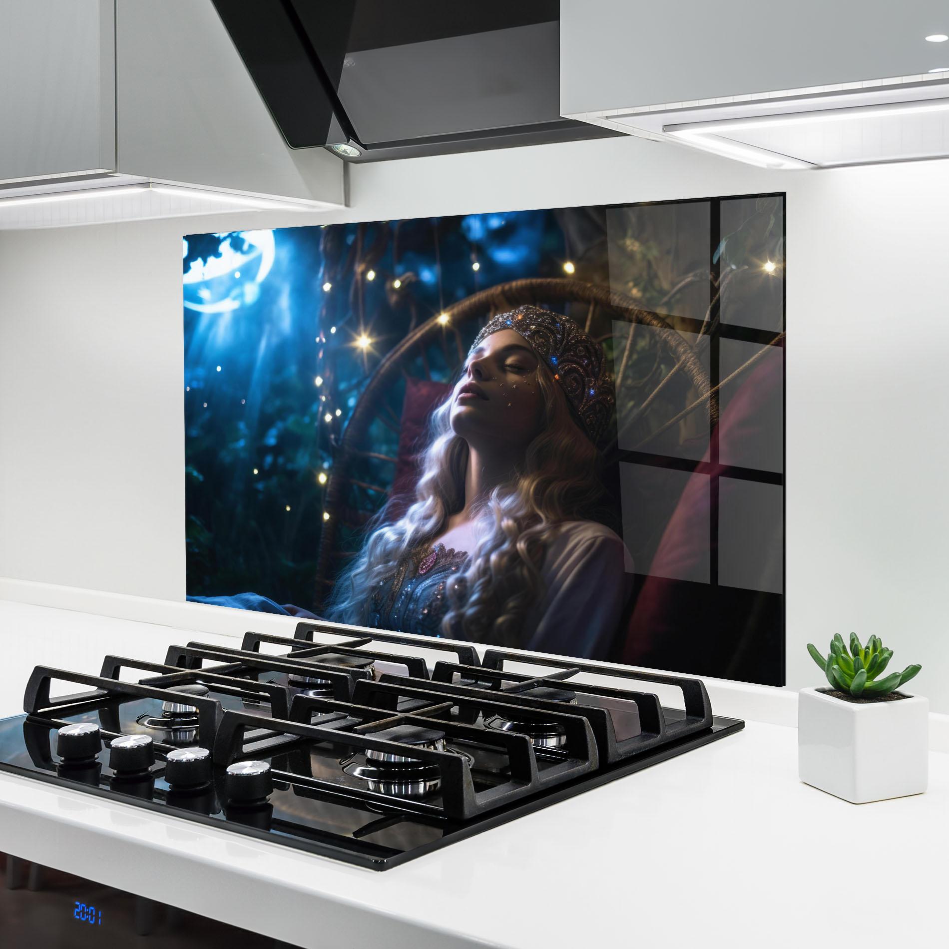 Küchenrückwand Glas Witch Sleeping mockup 6