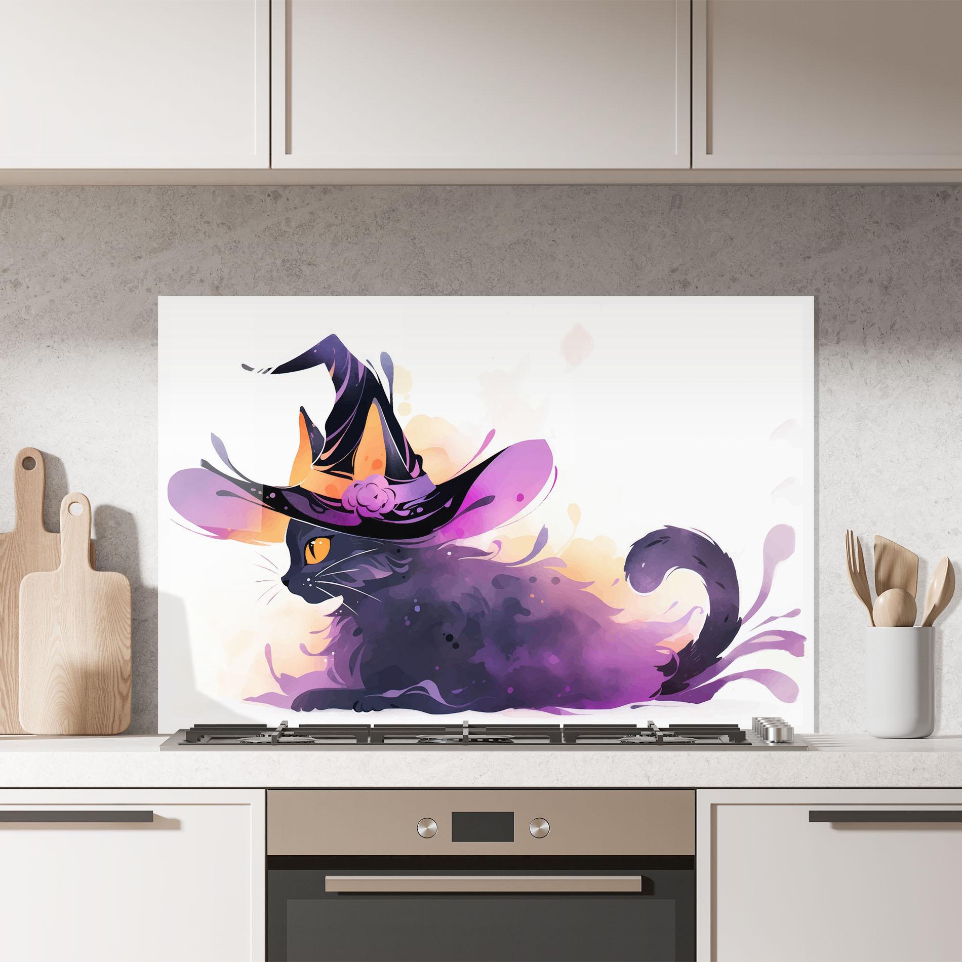 Küchenrückwand Glas Cat Witch mockup 7