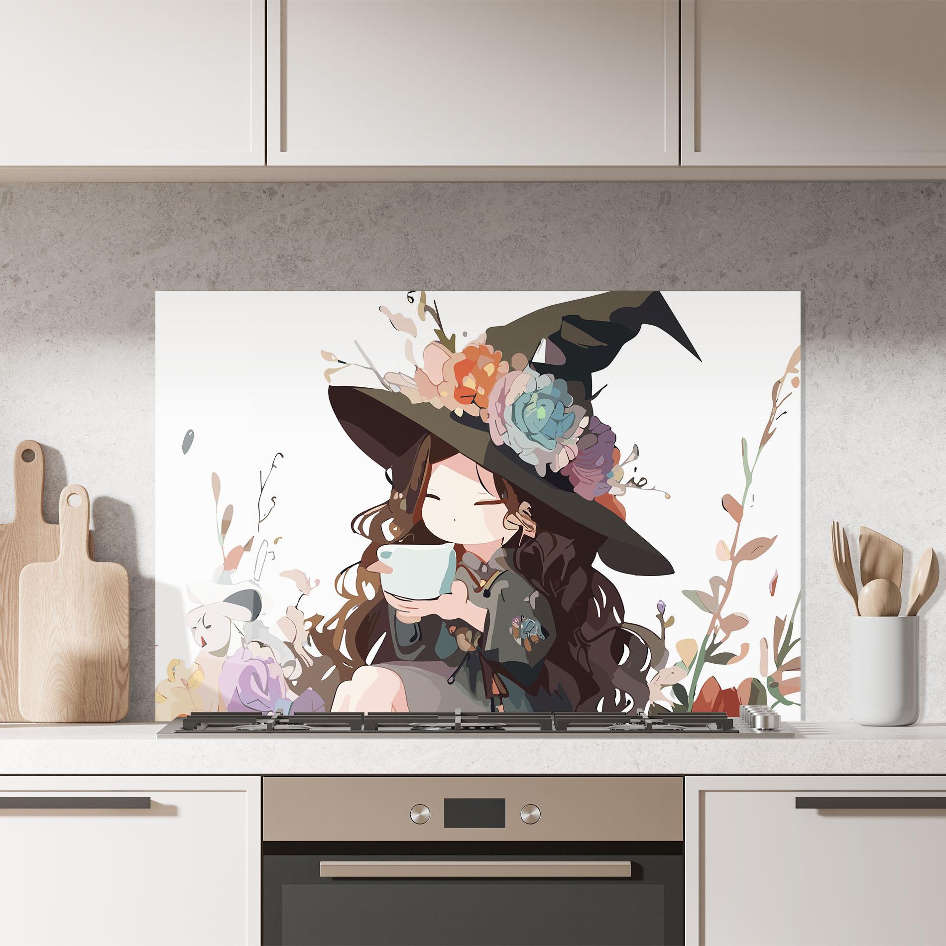Küchenrückwand Glas Cute Witch mockup 7