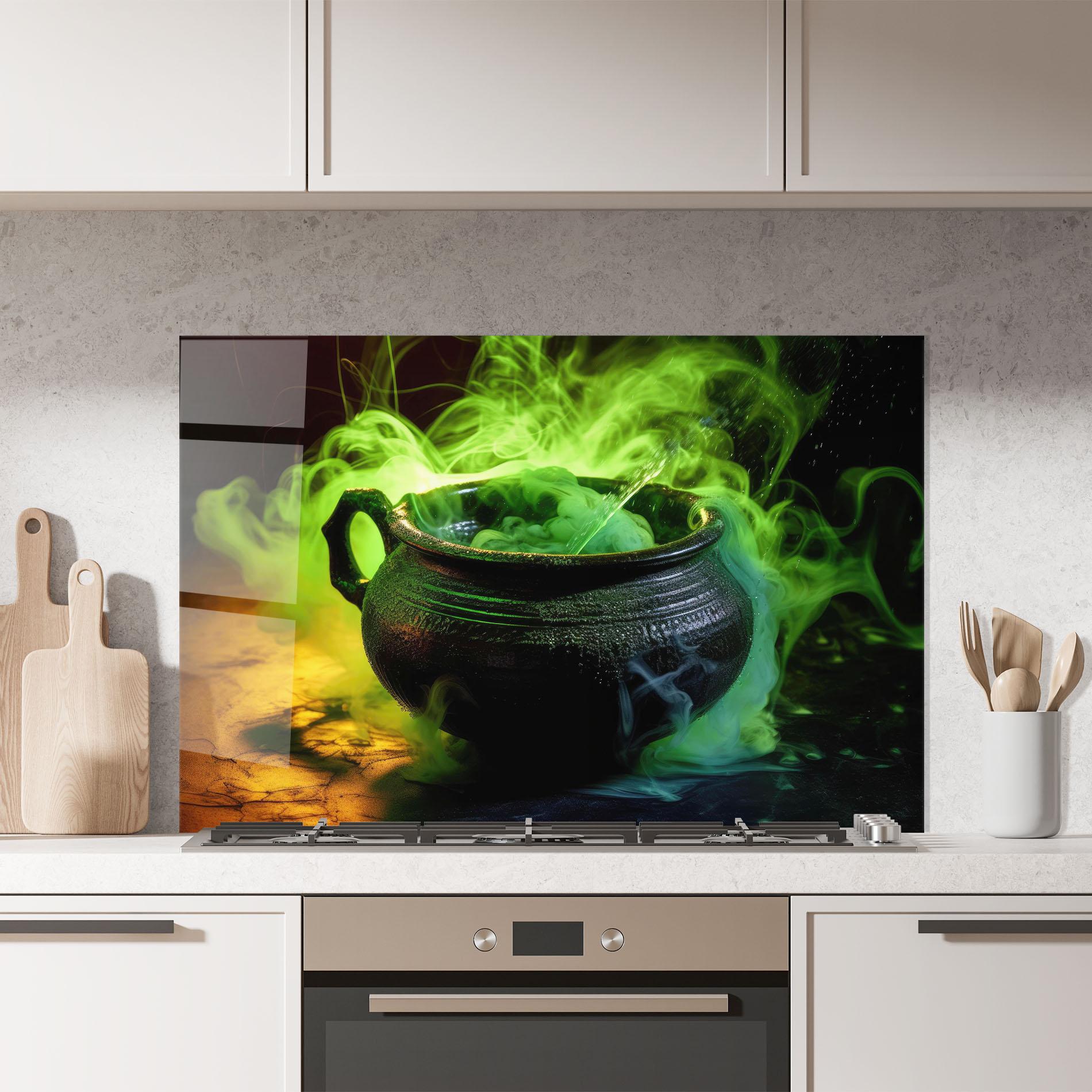 Küchenrückwand Glas Green Portion mockup 7