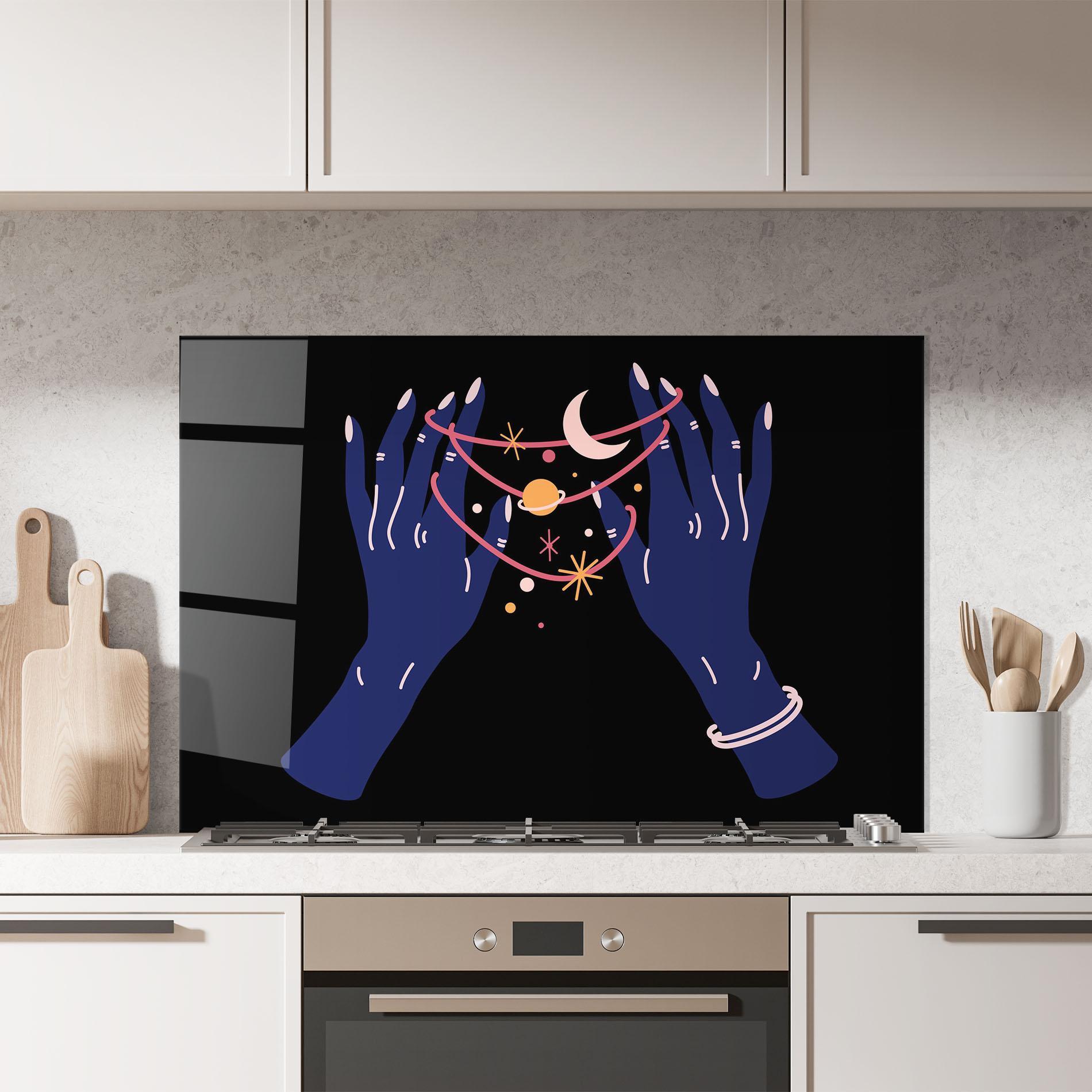 Küchenrückwand Glas Pretty Hands Witch mockup 7