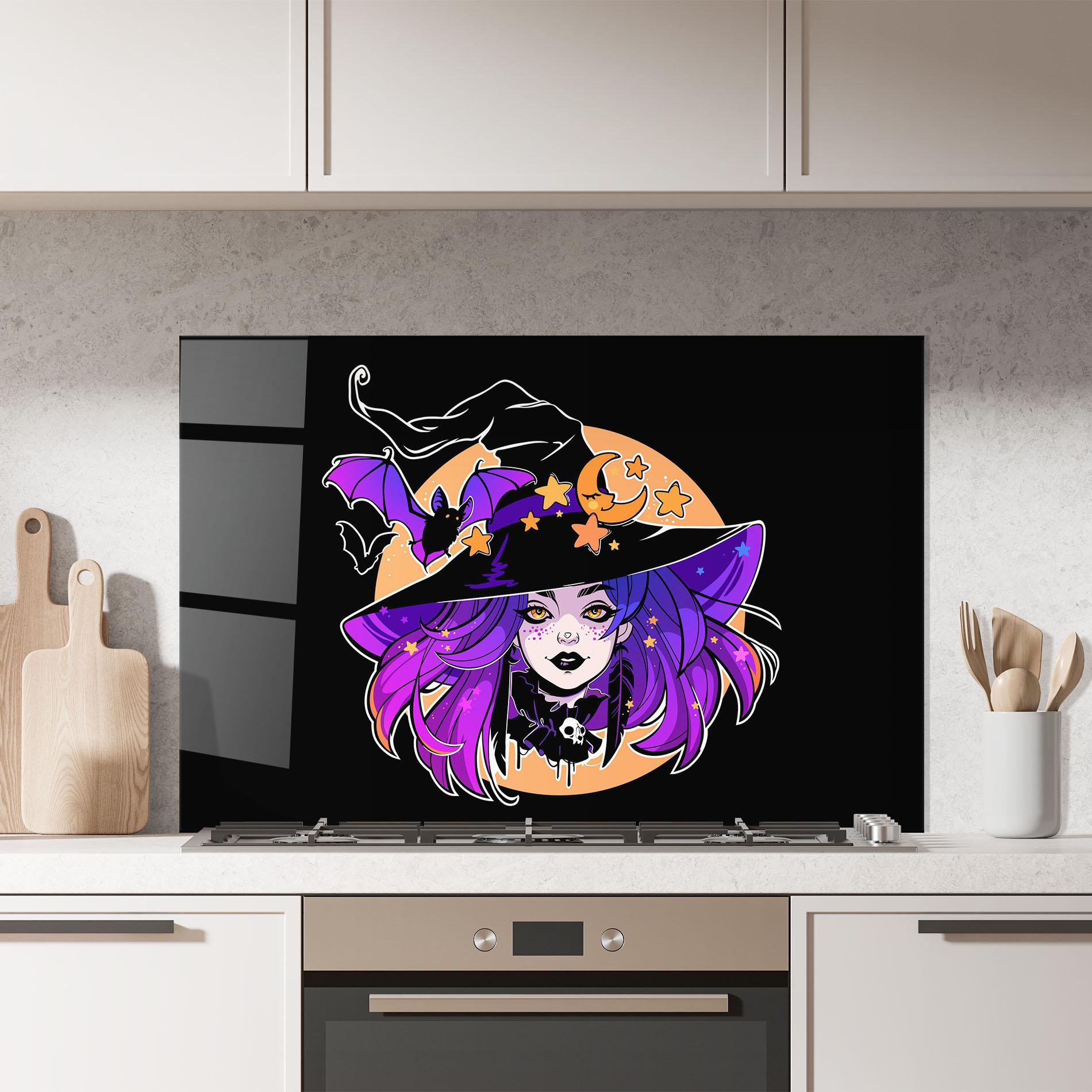 Küchenrückwand Glas Purple Witch mockup 7