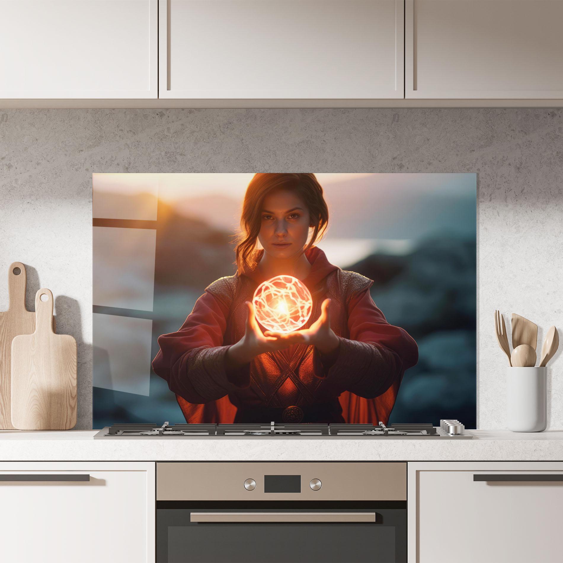 Küchenrückwand Glas Witch Ball mockup 7