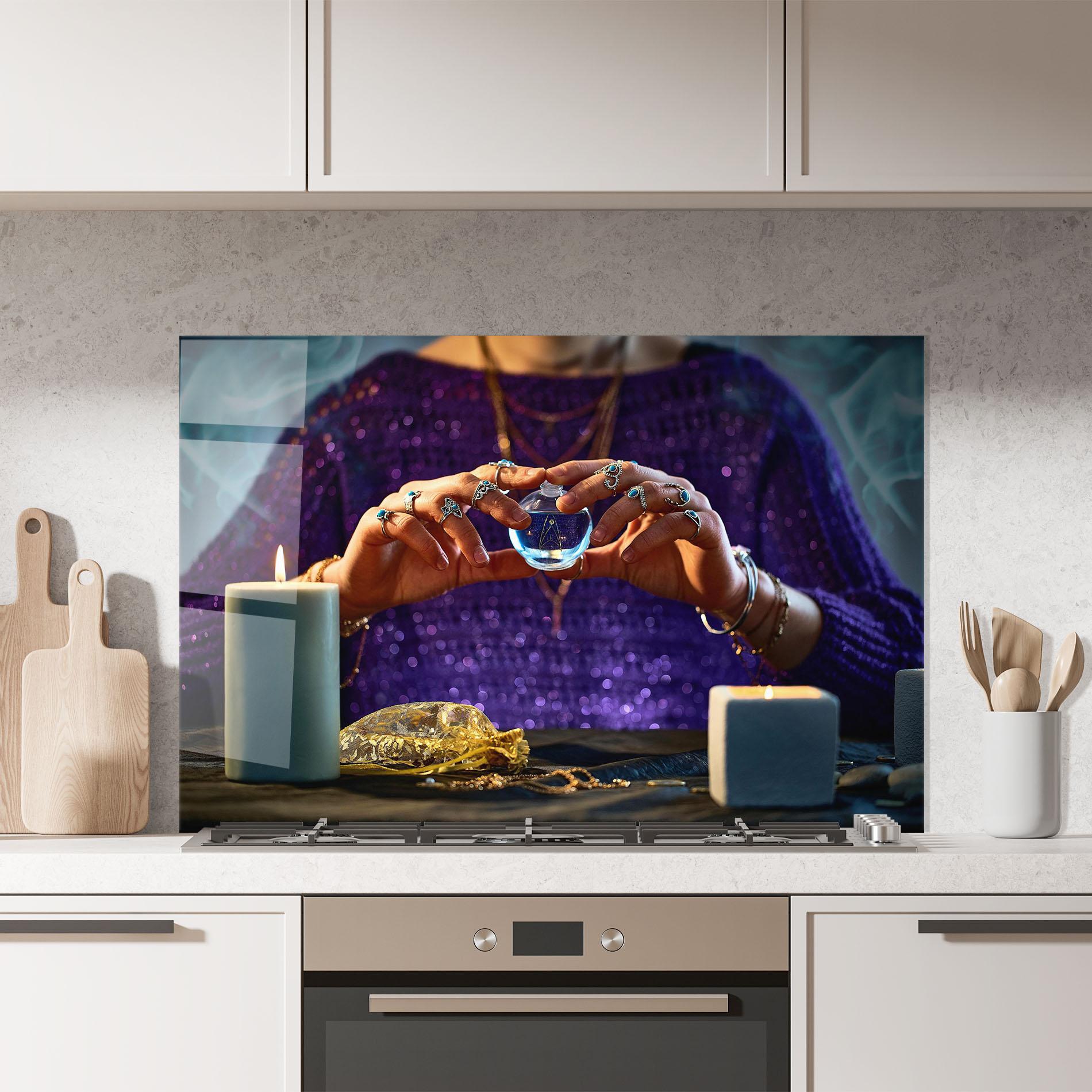 Küchenrückwand Glas Witch Magic mockup 7