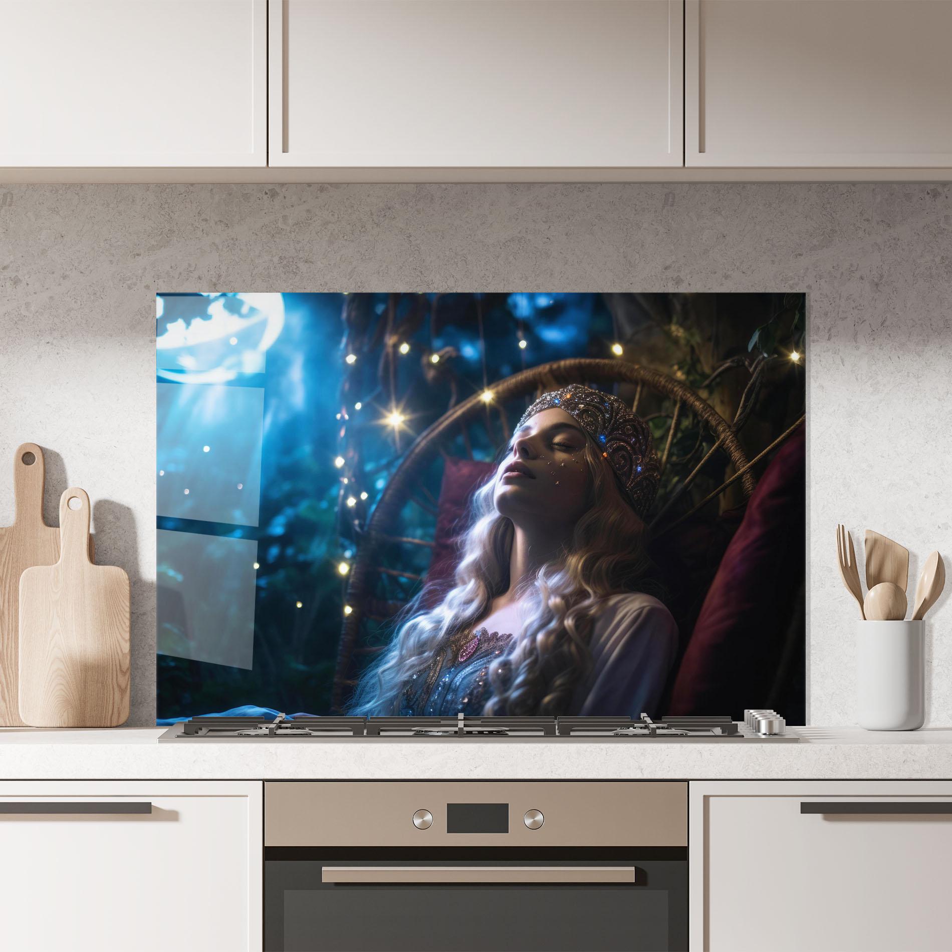 Küchenrückwand Glas Witch Sleeping mockup 7