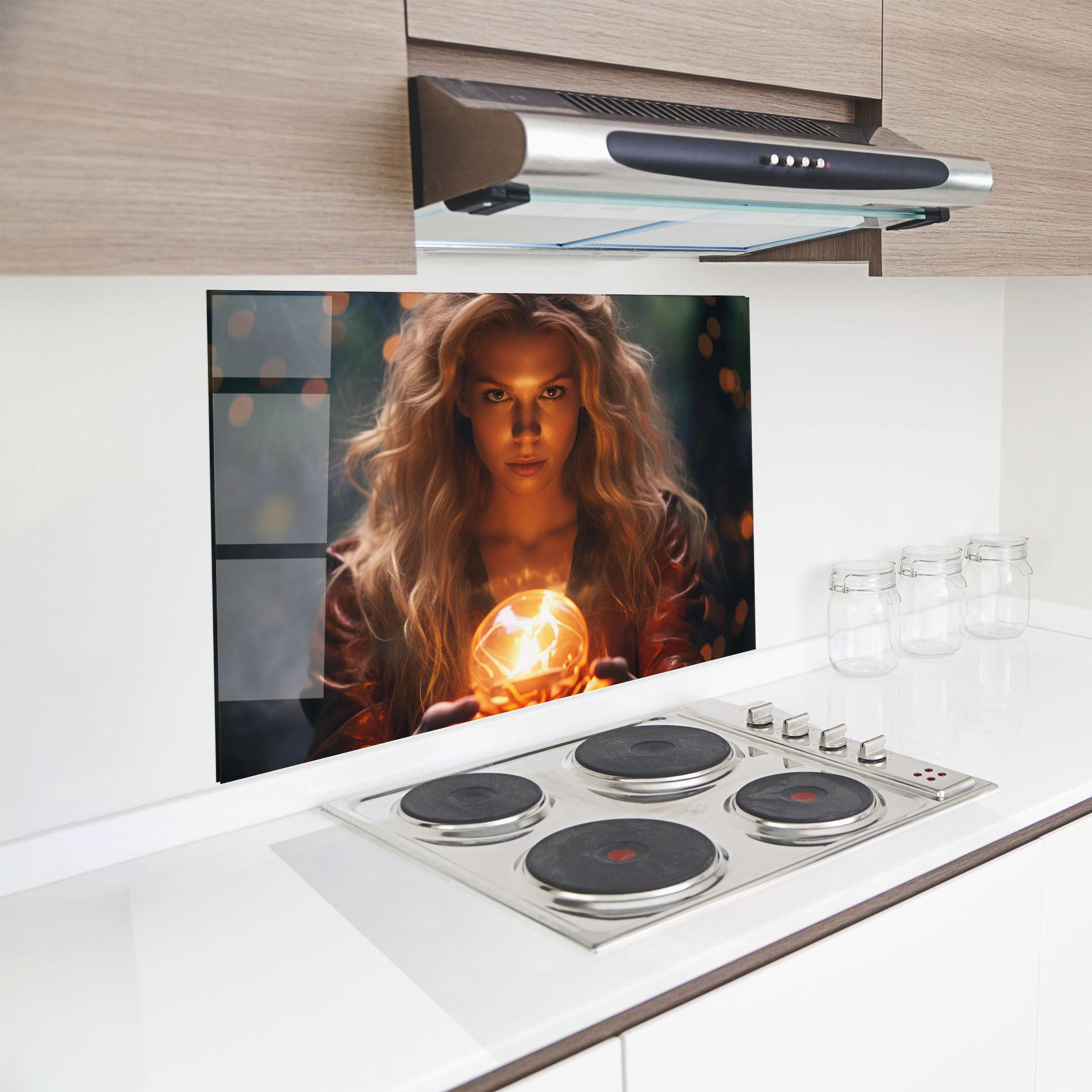 Küchenrückwand Glas Beautiful Woman Witch mockup 8