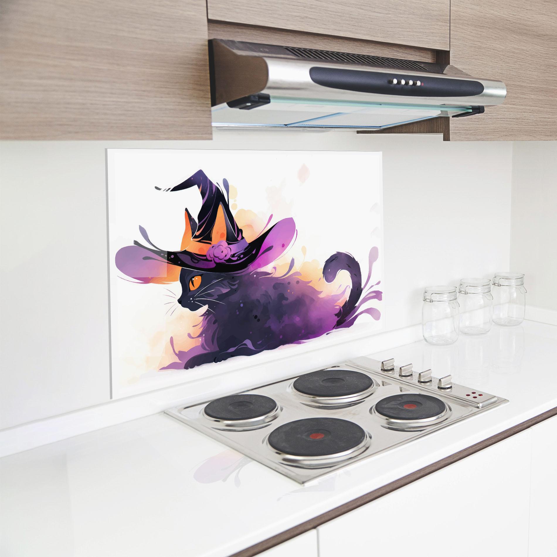 Küchenrückwand Glas Cat Witch mockup 8