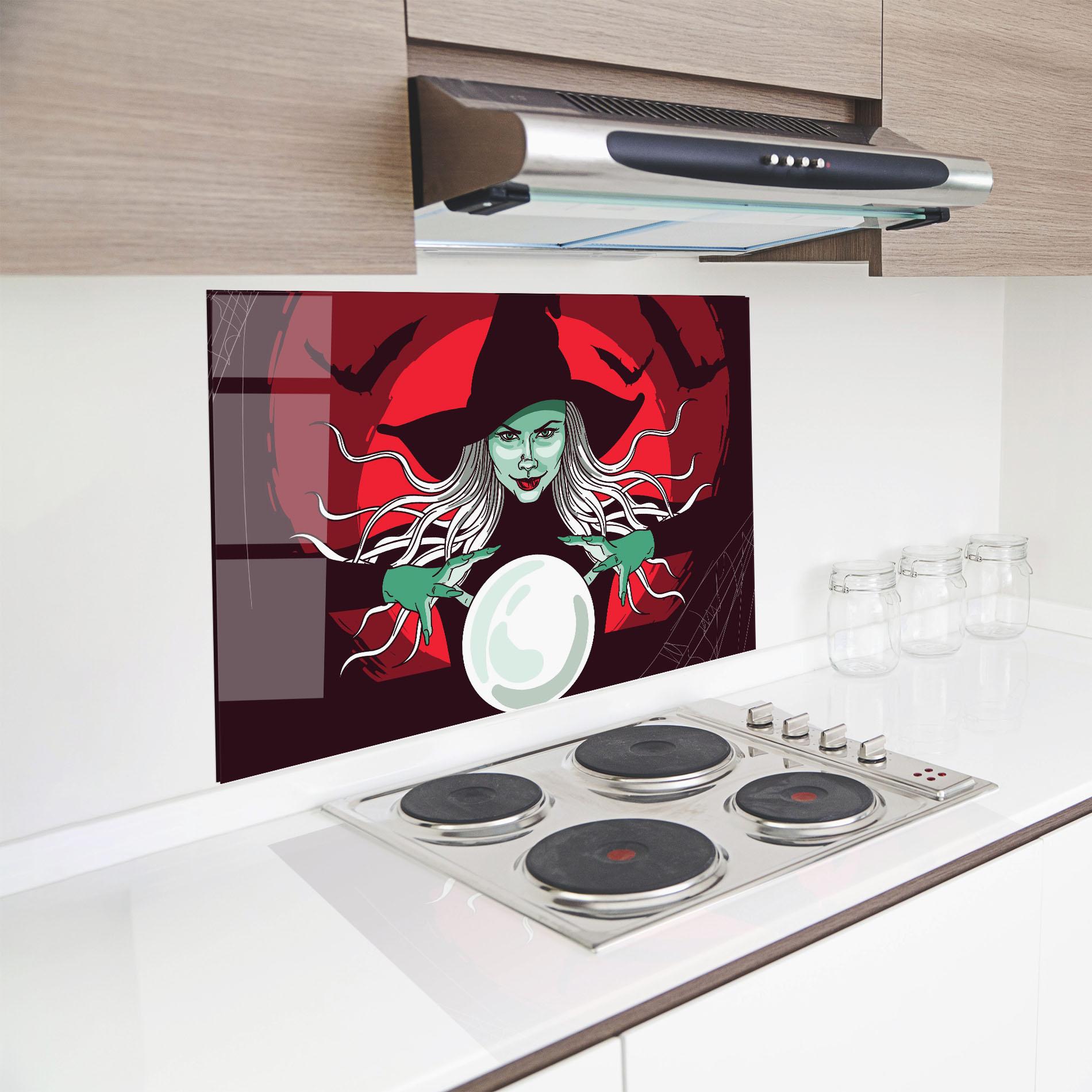 Küchenrückwand Glas Green Witch mockup 8