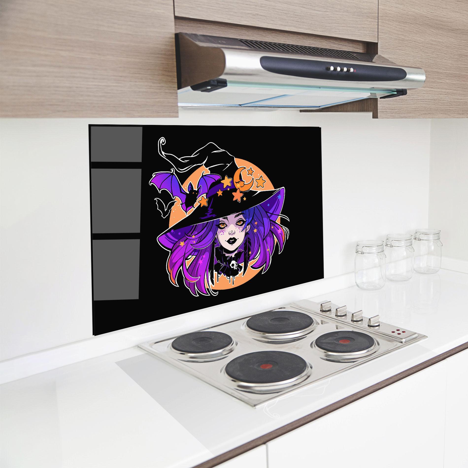Küchenrückwand Glas Purple Witch mockup 8