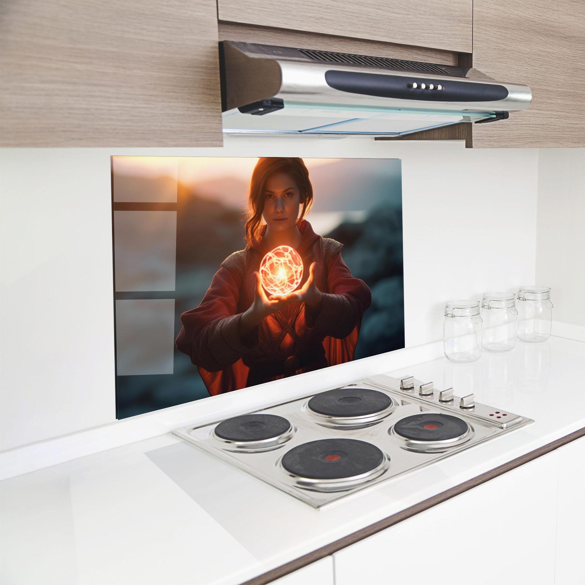 Küchenrückwand Glas Witch Ball mockup 8