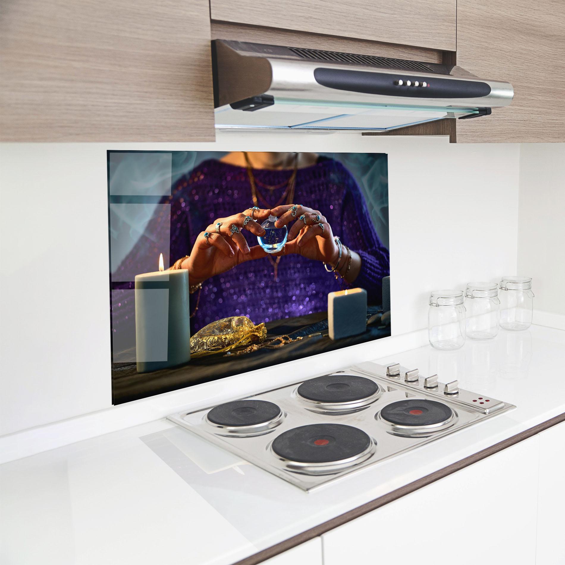 Küchenrückwand Glas Witch Magic mockup 8