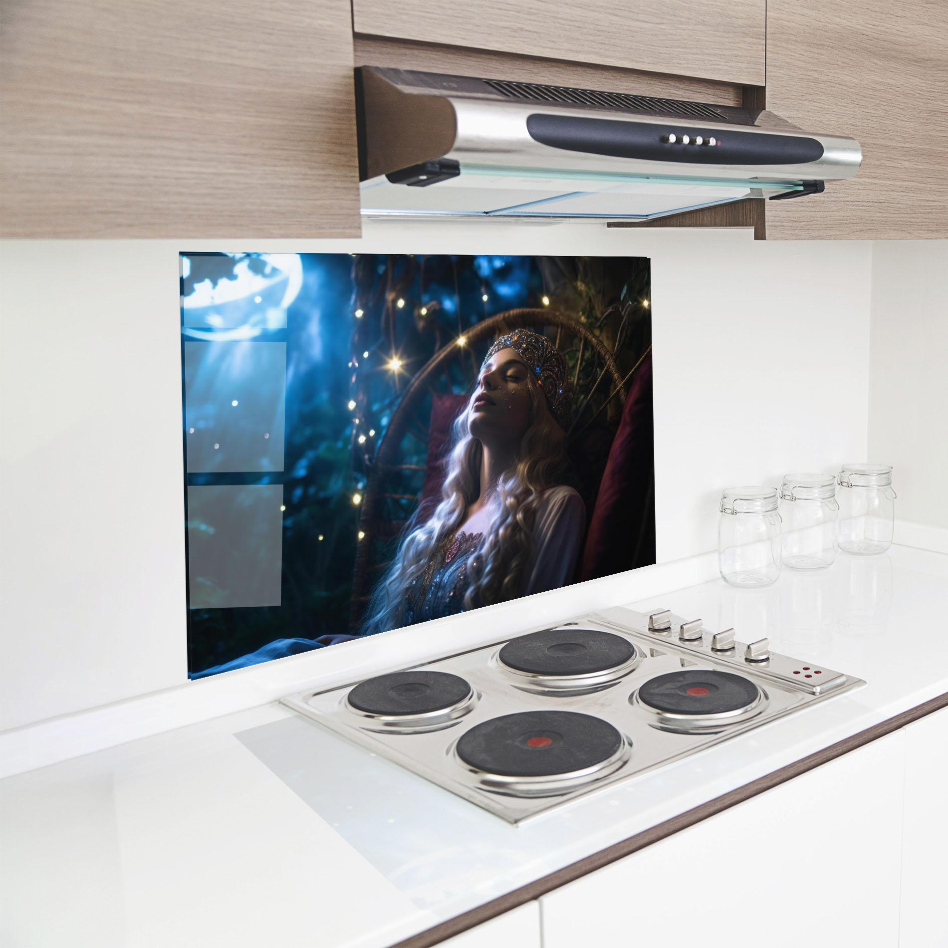 Küchenrückwand Glas Witch Sleeping mockup 8