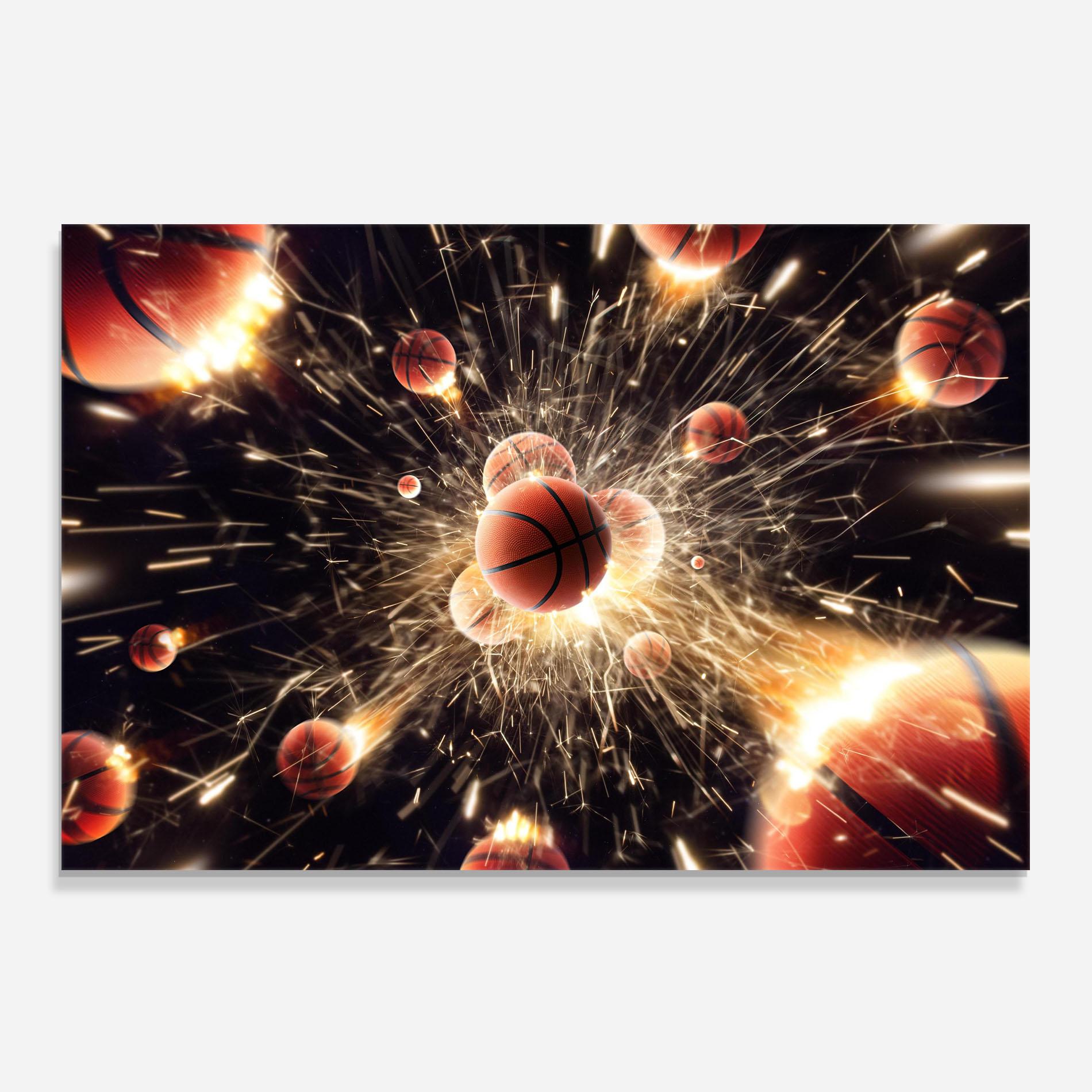Küchenrückwand Glas Basketball Explosion mockup 0