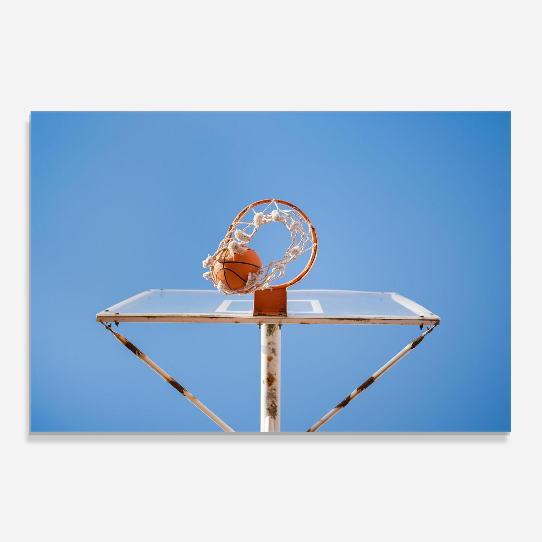 Küchenrückwand Glas Basketball Hoop Blue Sky mockup 0