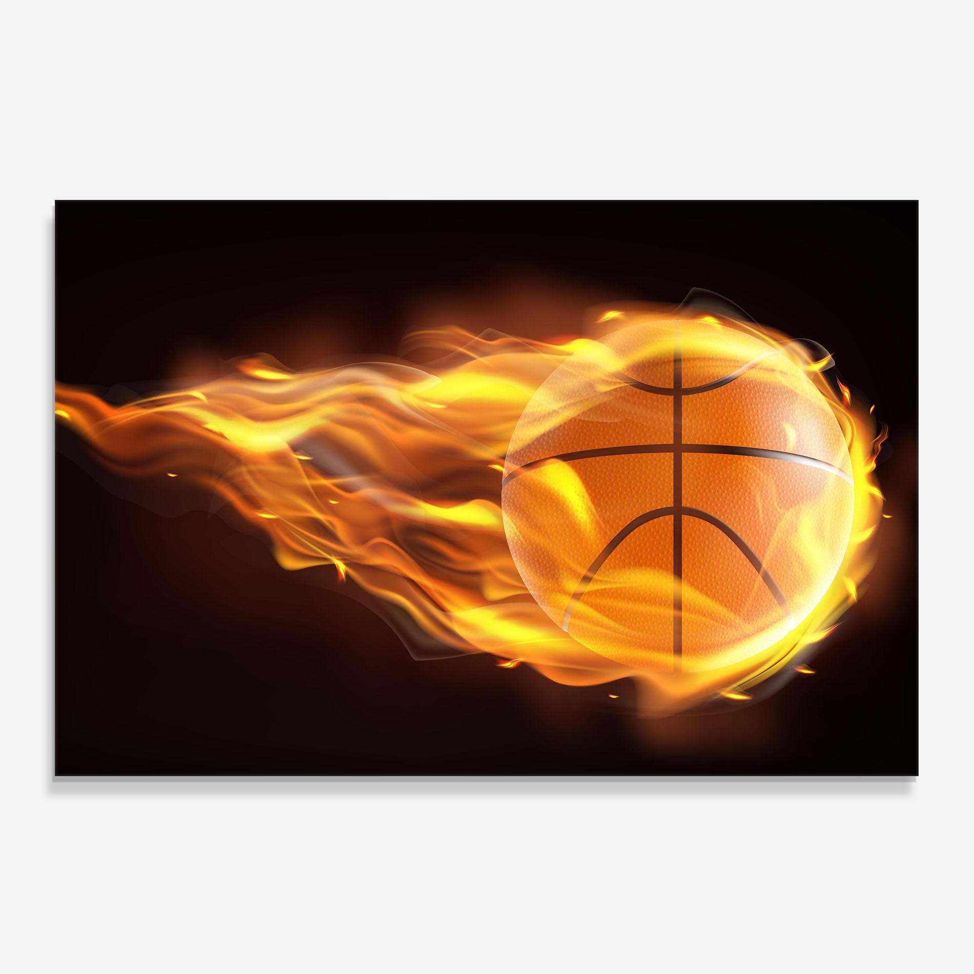 Küchenrückwand Glas Basketball On Fire mockup 0