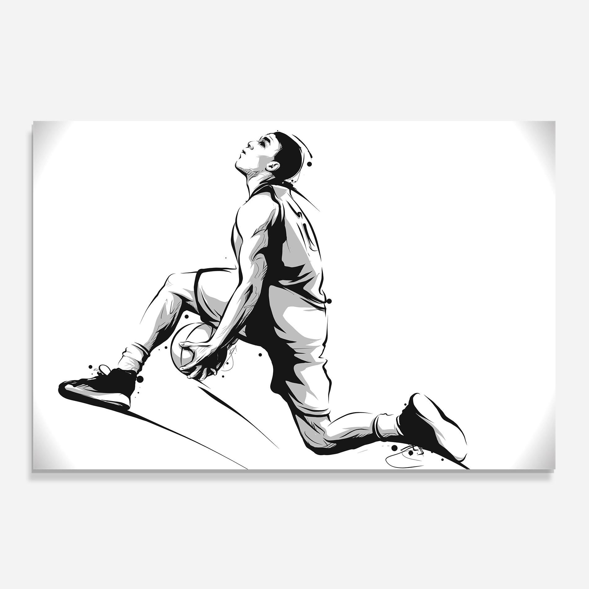 Küchenrückwand Glas Basketball Player Jump mockup 0