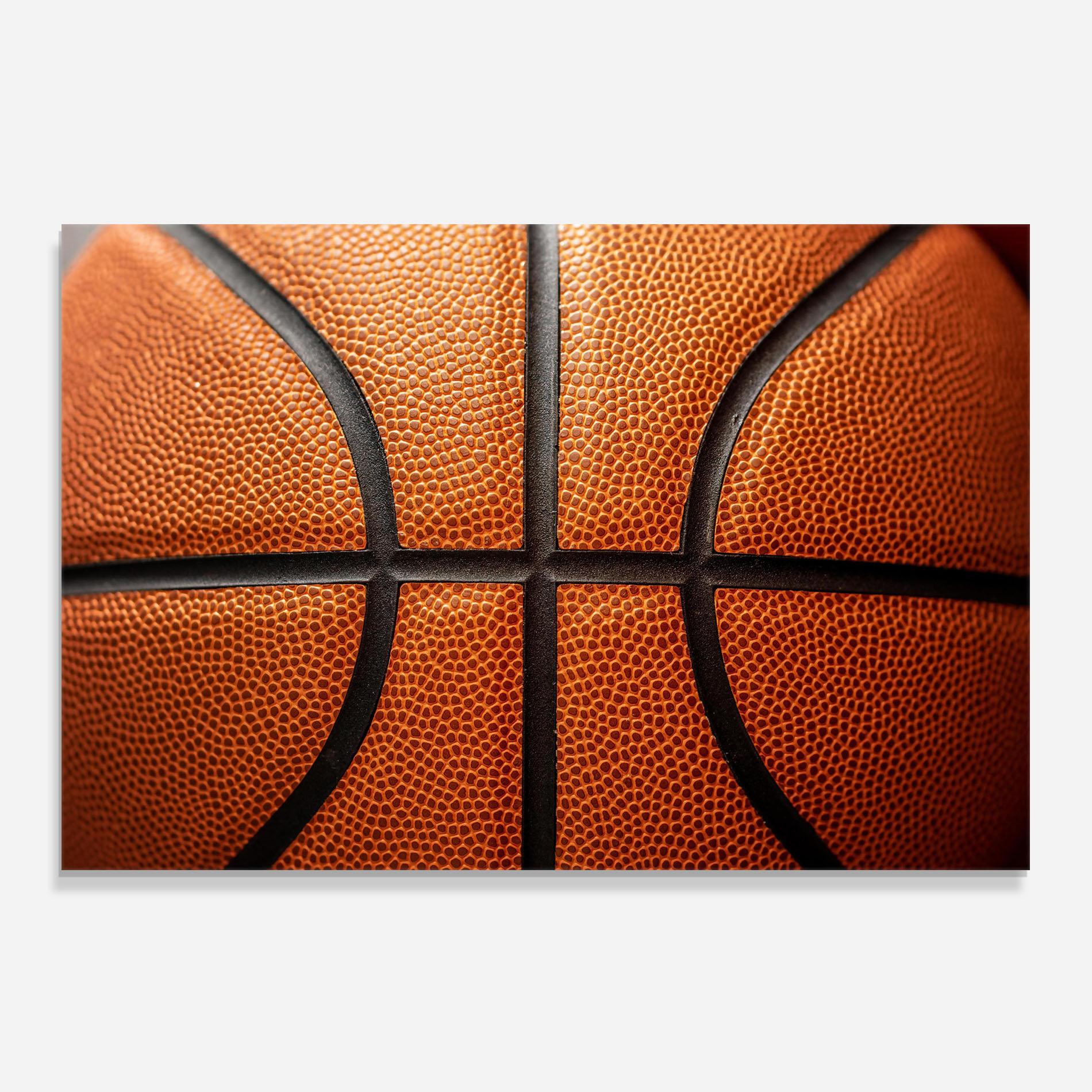 Küchenrückwand Glas Close Up Leather Basketball mockup 0