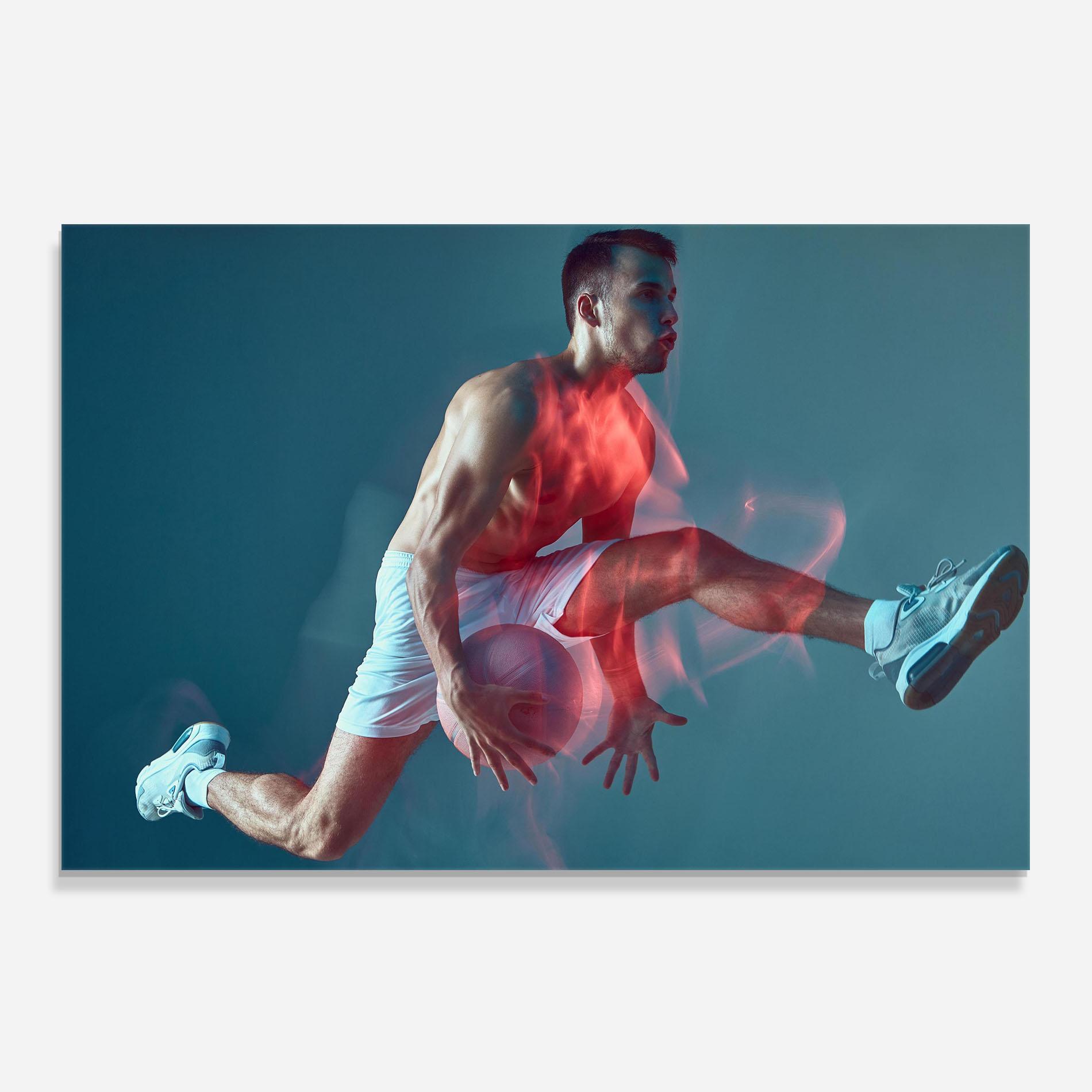 Küchenrückwand Glas Fire Basketball Player mockup 0