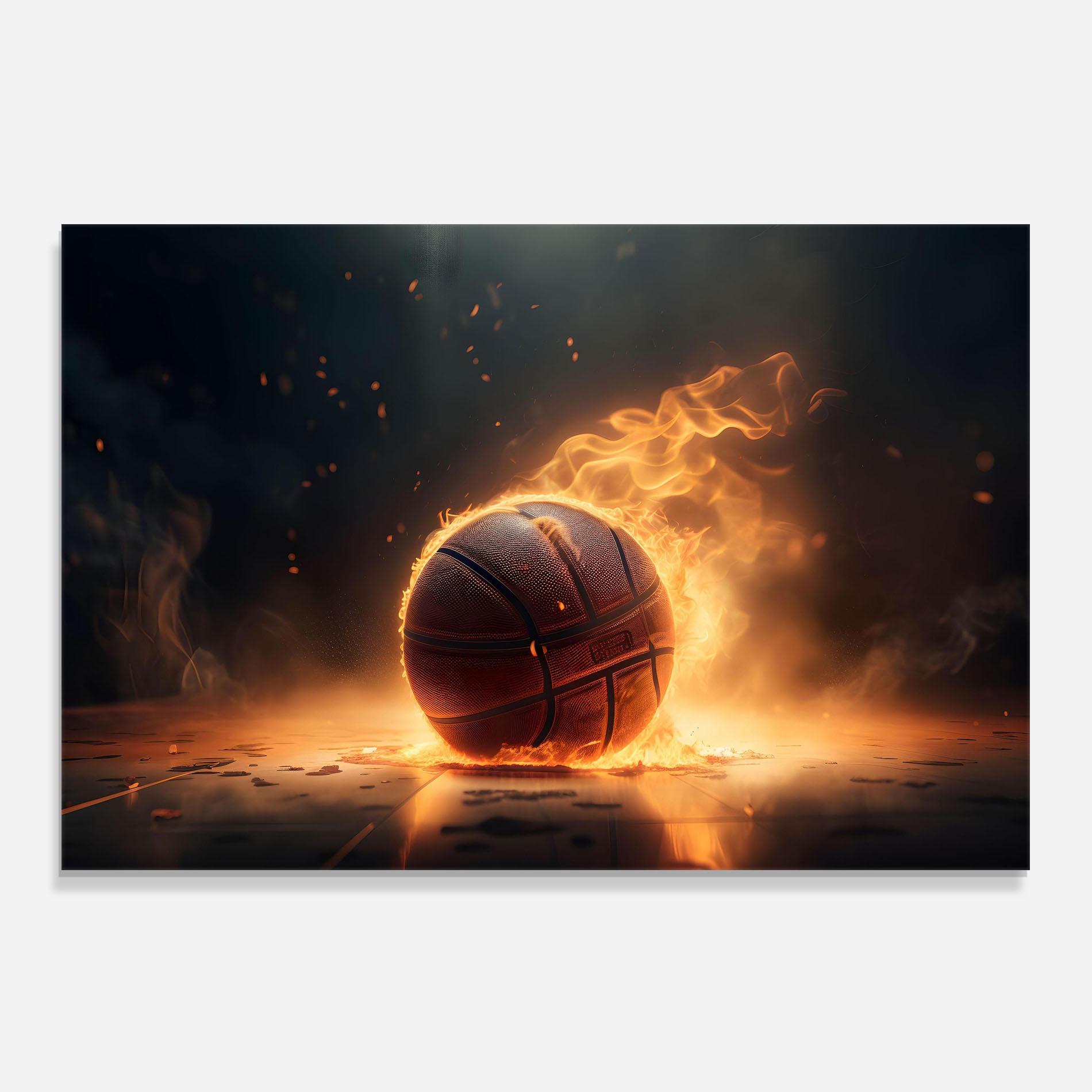 Küchenrückwand Glas Fire Basketball mockup 0