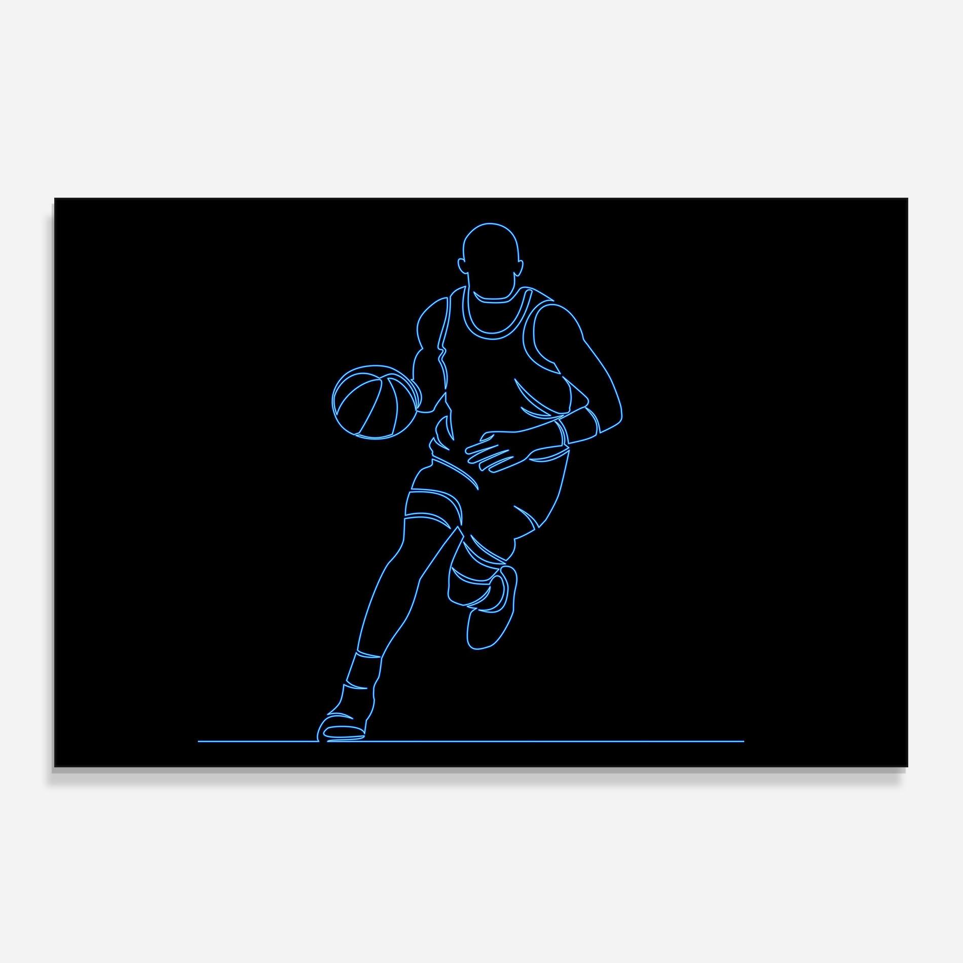 Küchenrückwand Glas Neon Basketball Player mockup 0