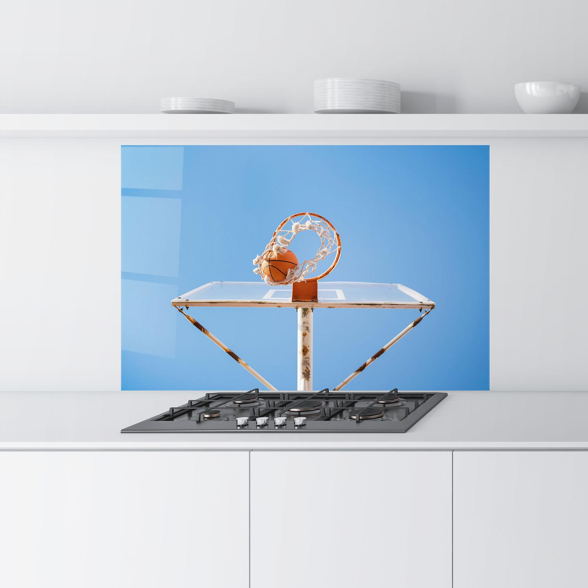 Küchenrückwand Glas Basketball Hoop Blue Sky mockup 9