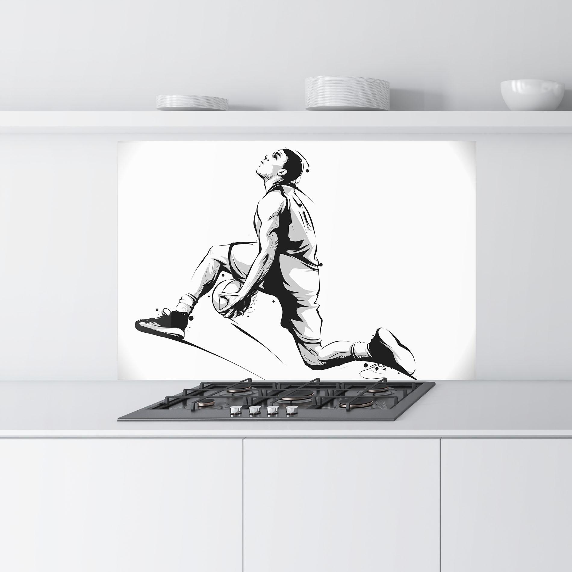 Küchenrückwand Glas Basketball Player Jump mockup 9