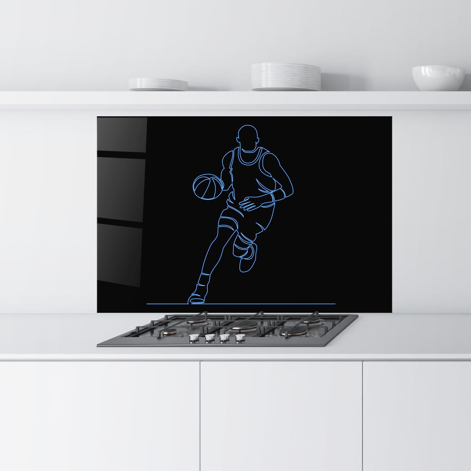 Küchenrückwand Glas Neon Basketball Player mockup 9