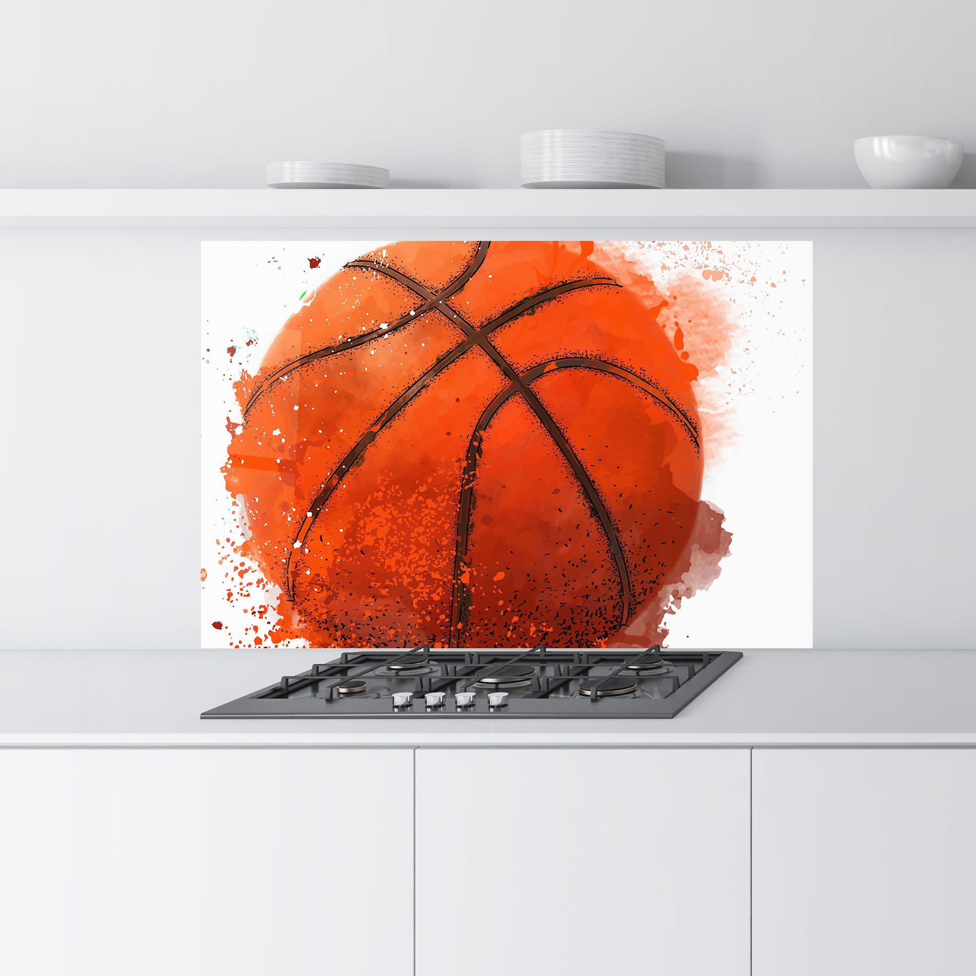 Küchenrückwand Glas Orange Basket Ball mockup 9