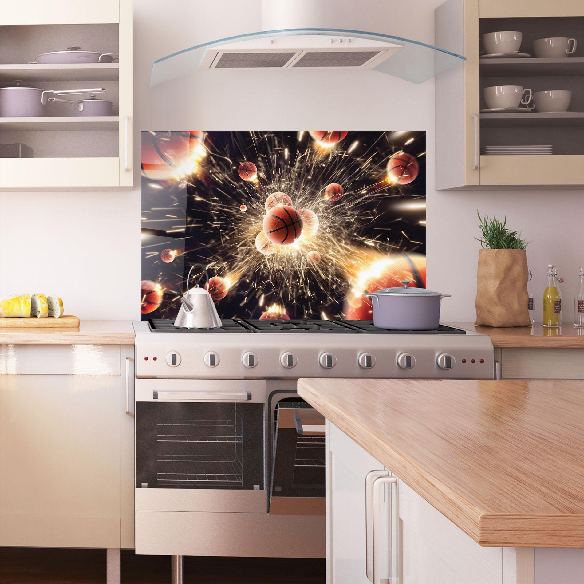 Küchenrückwand Glas Basketball Explosion mockup 1