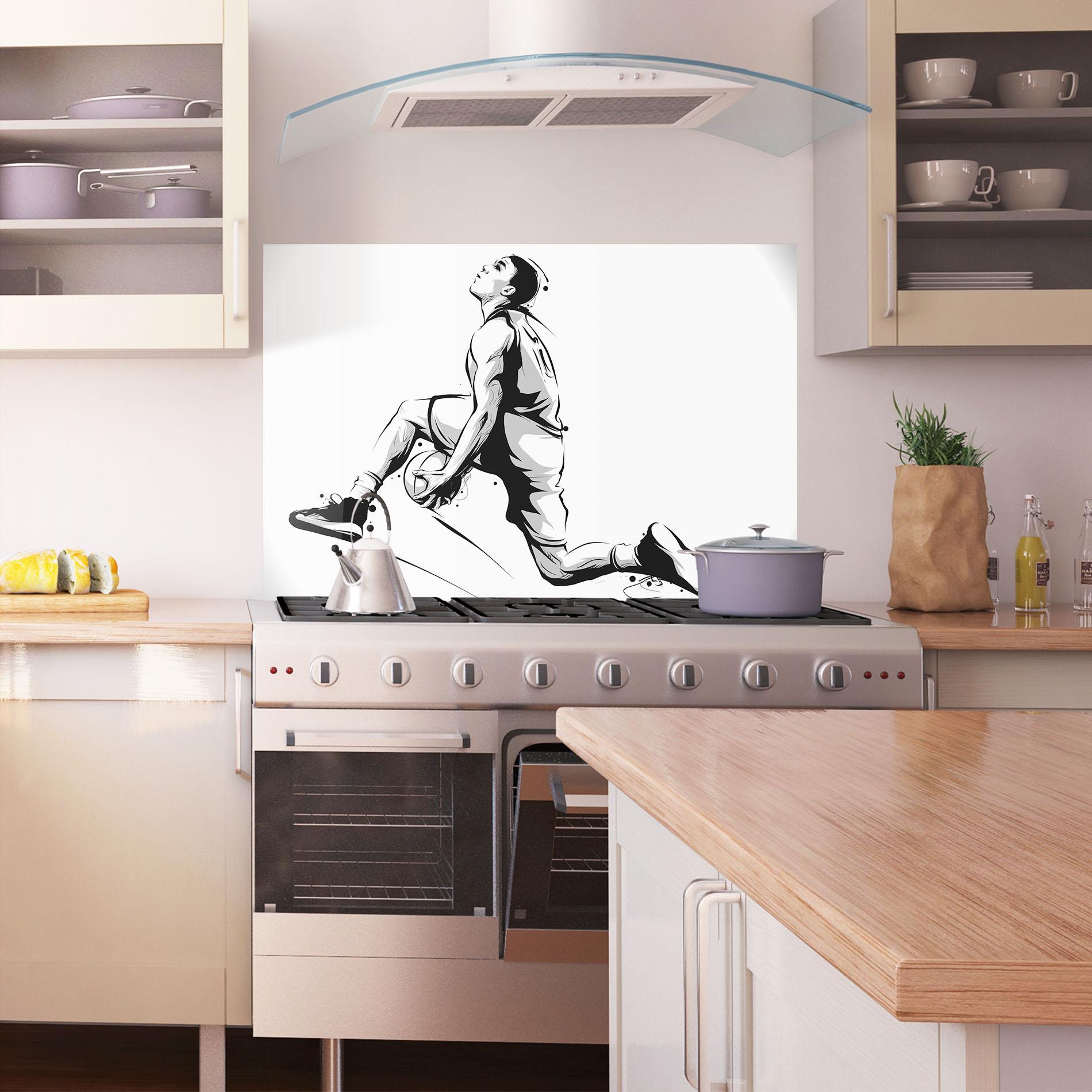 Küchenrückwand Glas Basketball Player Jump mockup 1