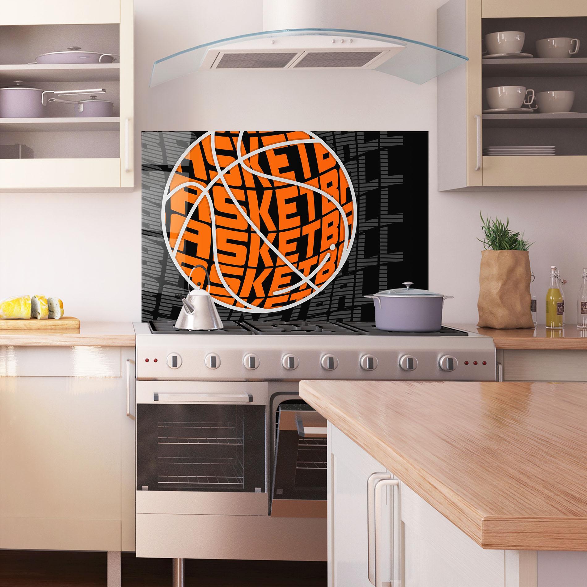 Küchenrückwand Glas Grey Orange Basket mockup 1