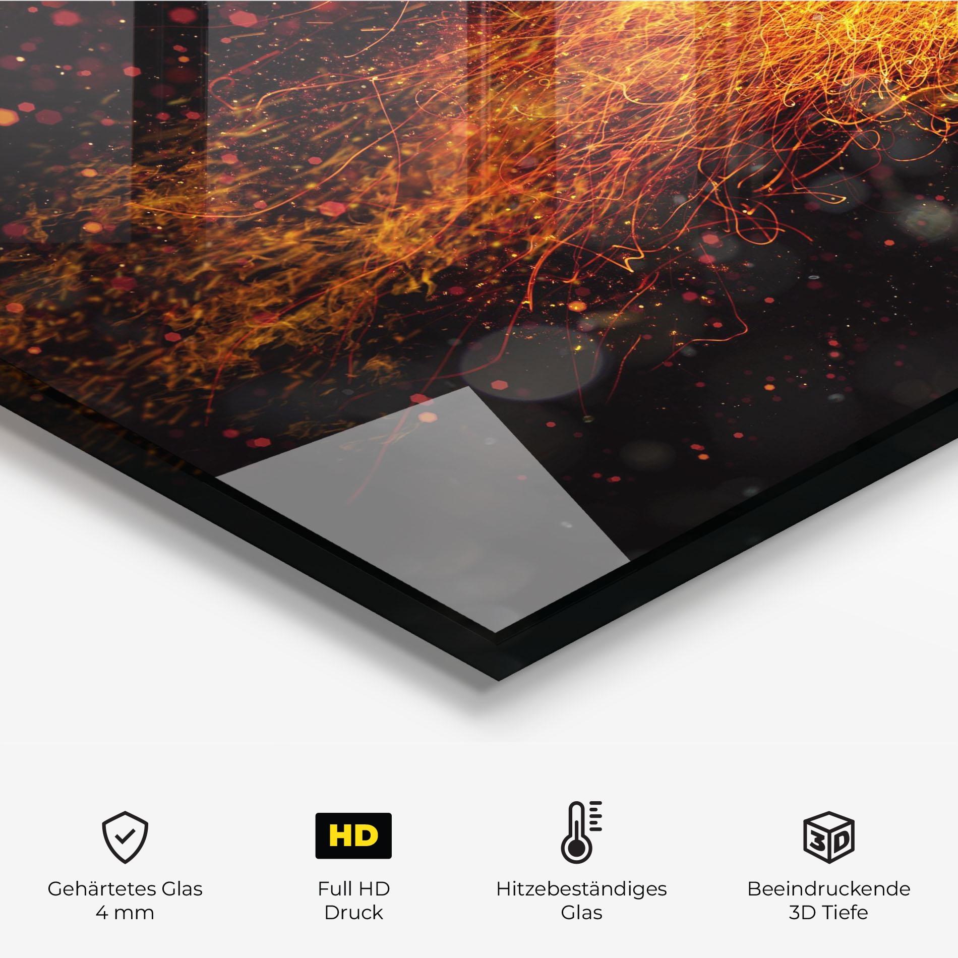 Küchenrückwand Glas Basket Ball Flame mockup 2