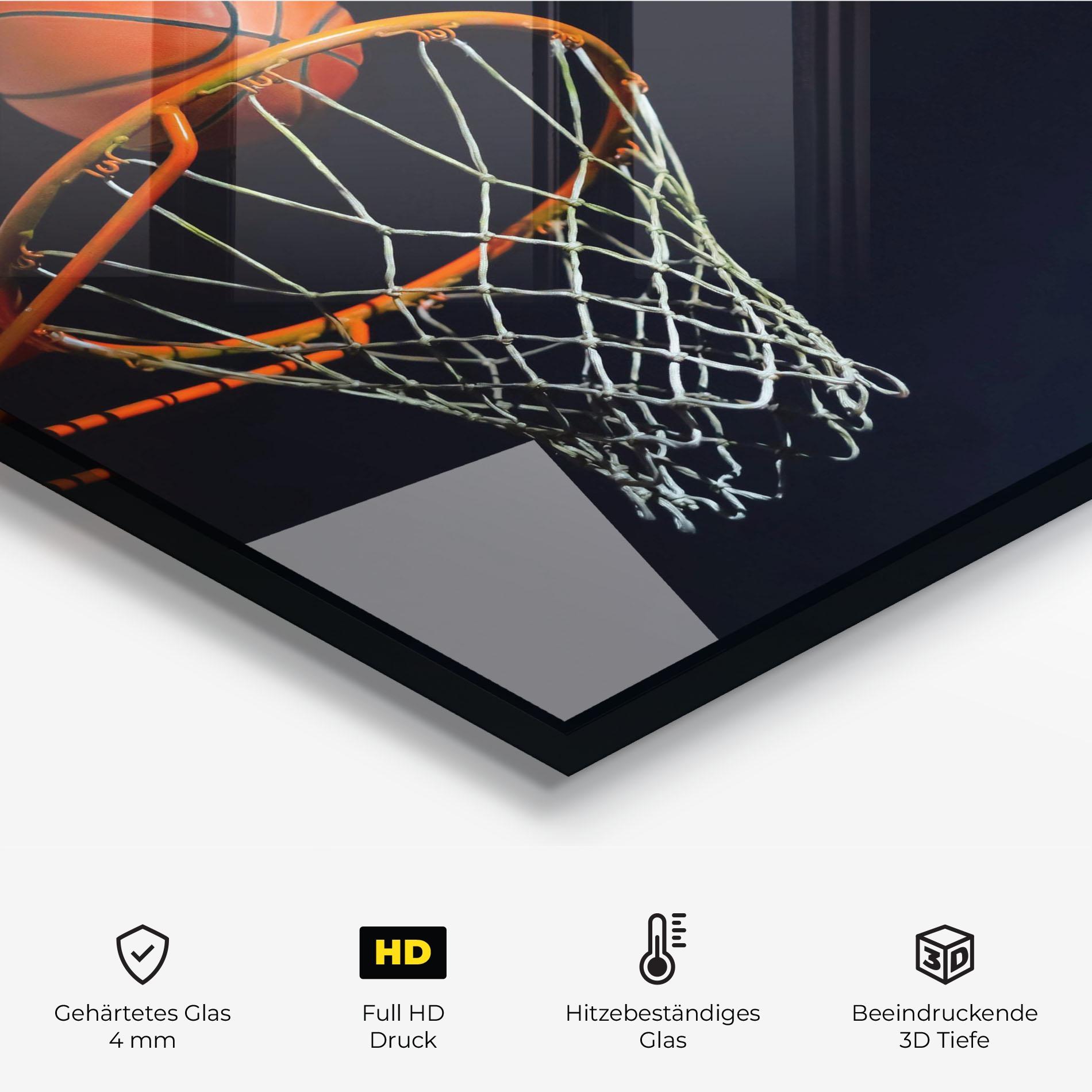 Küchenrückwand Glas Basketball Hoop On Black mockup 2