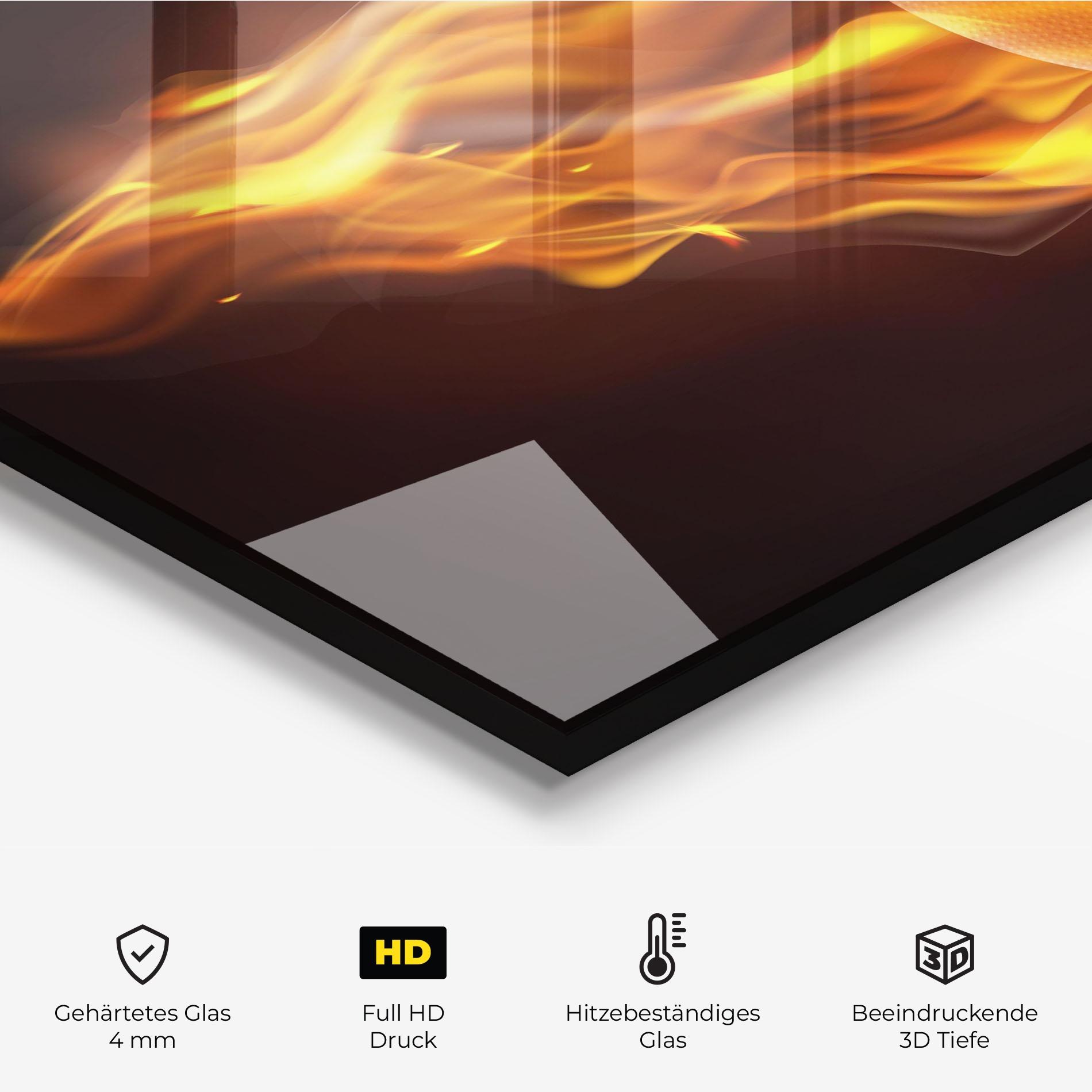 Küchenrückwand Glas Basketball On Fire mockup 2