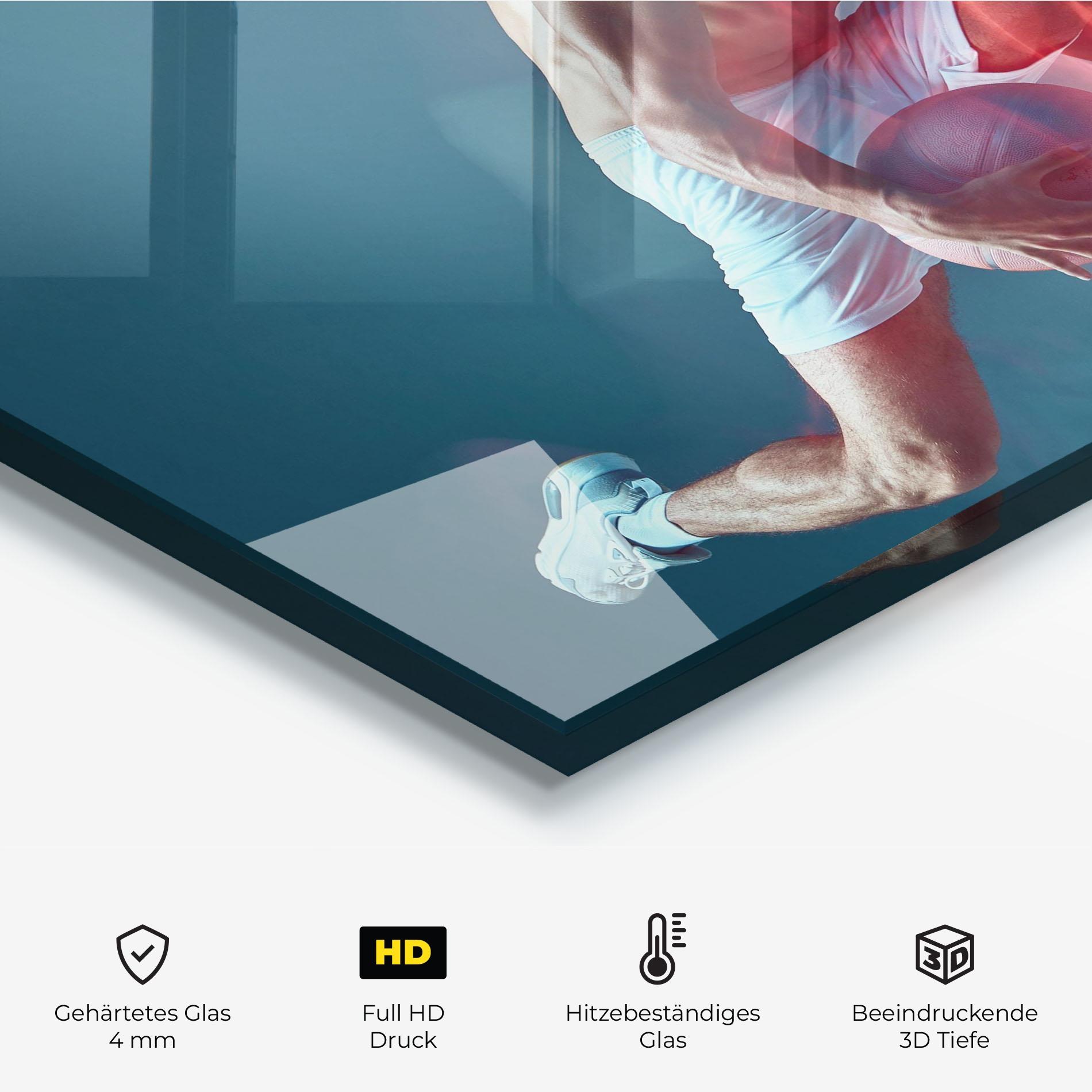 Küchenrückwand Glas Fire Basketball Player mockup 2