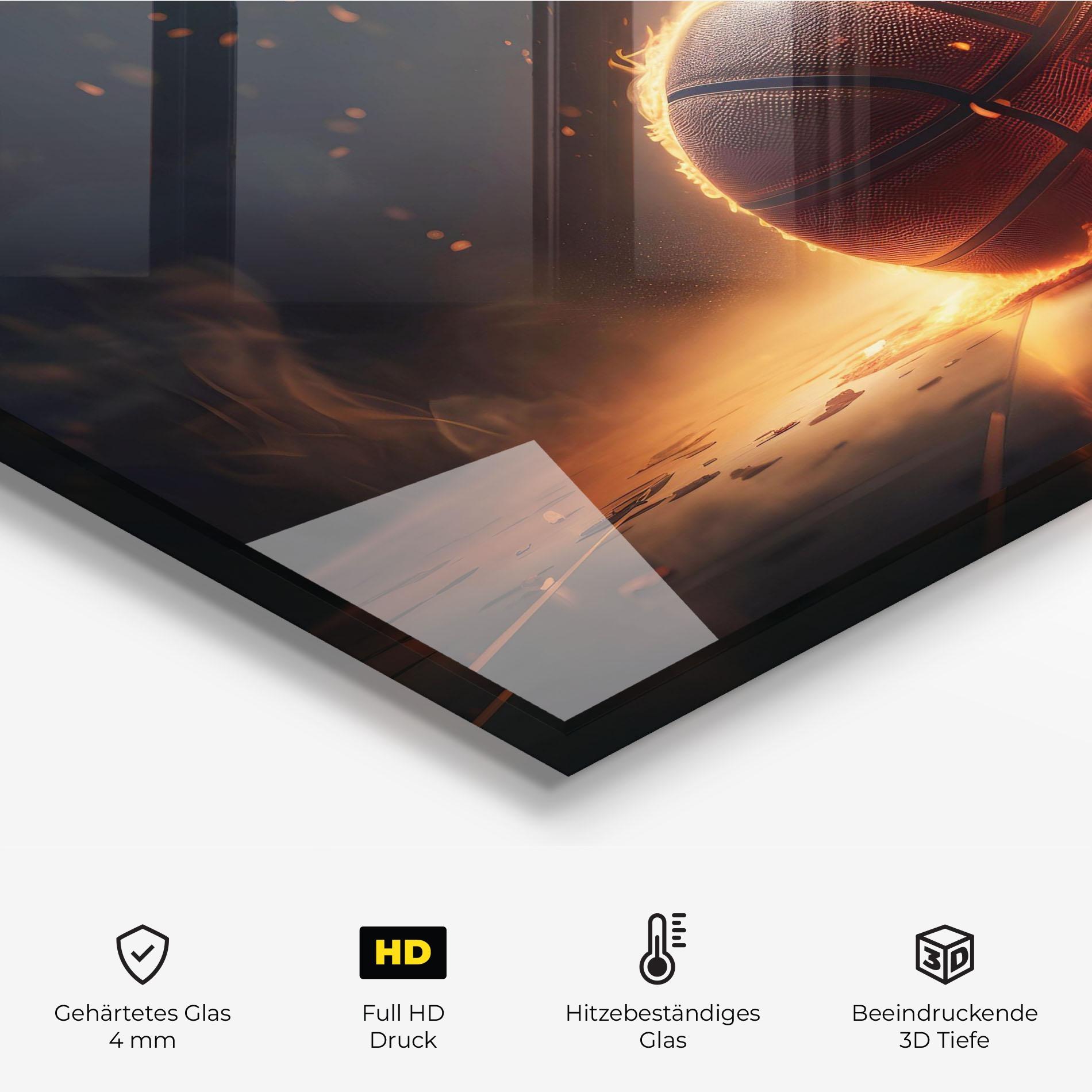 Küchenrückwand Glas Fire Basketball mockup 2